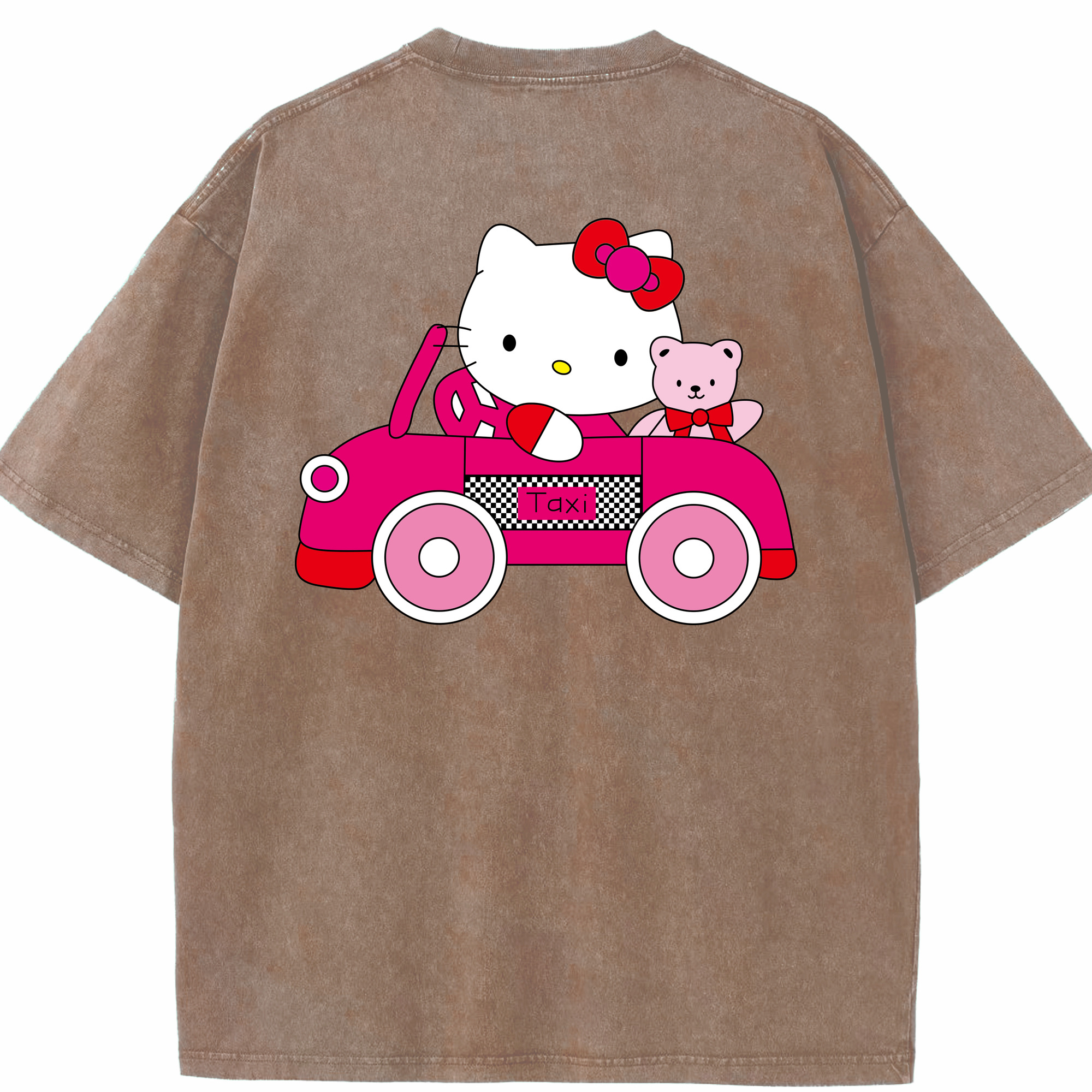（画像用） Hello Kitty ハローキティ 綿100% ヴィンテージ風 半袖Tシャツ（背面プリント）