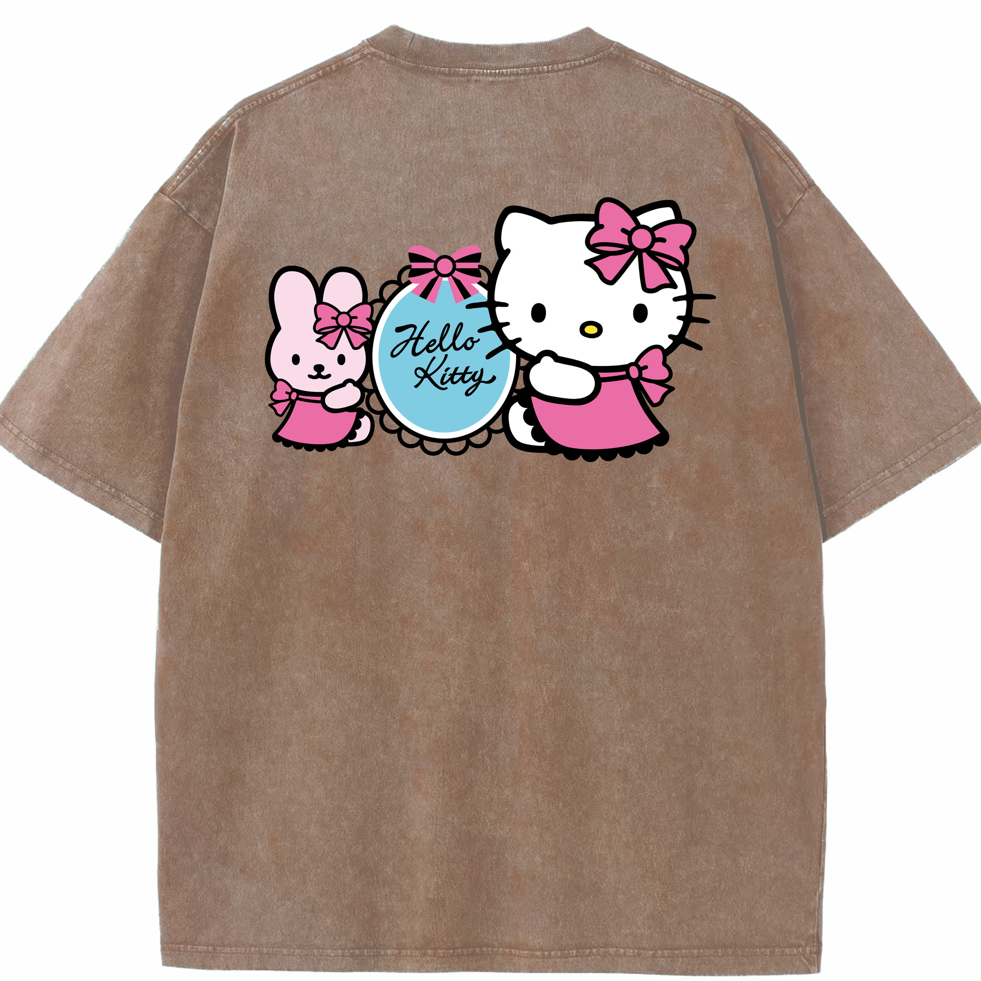 （画像用） Hello Kitty ハローキティ 綿100% ヴィンテージ風 半袖Tシャツ（背面プリント）