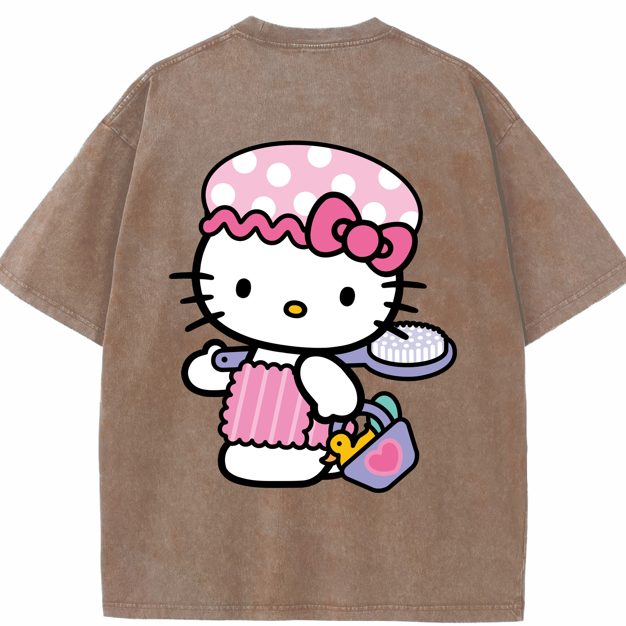 （画像用） Hello Kitty ハローキティ 綿100% ヴィンテージ風 半袖Tシャツ（背面プリント）