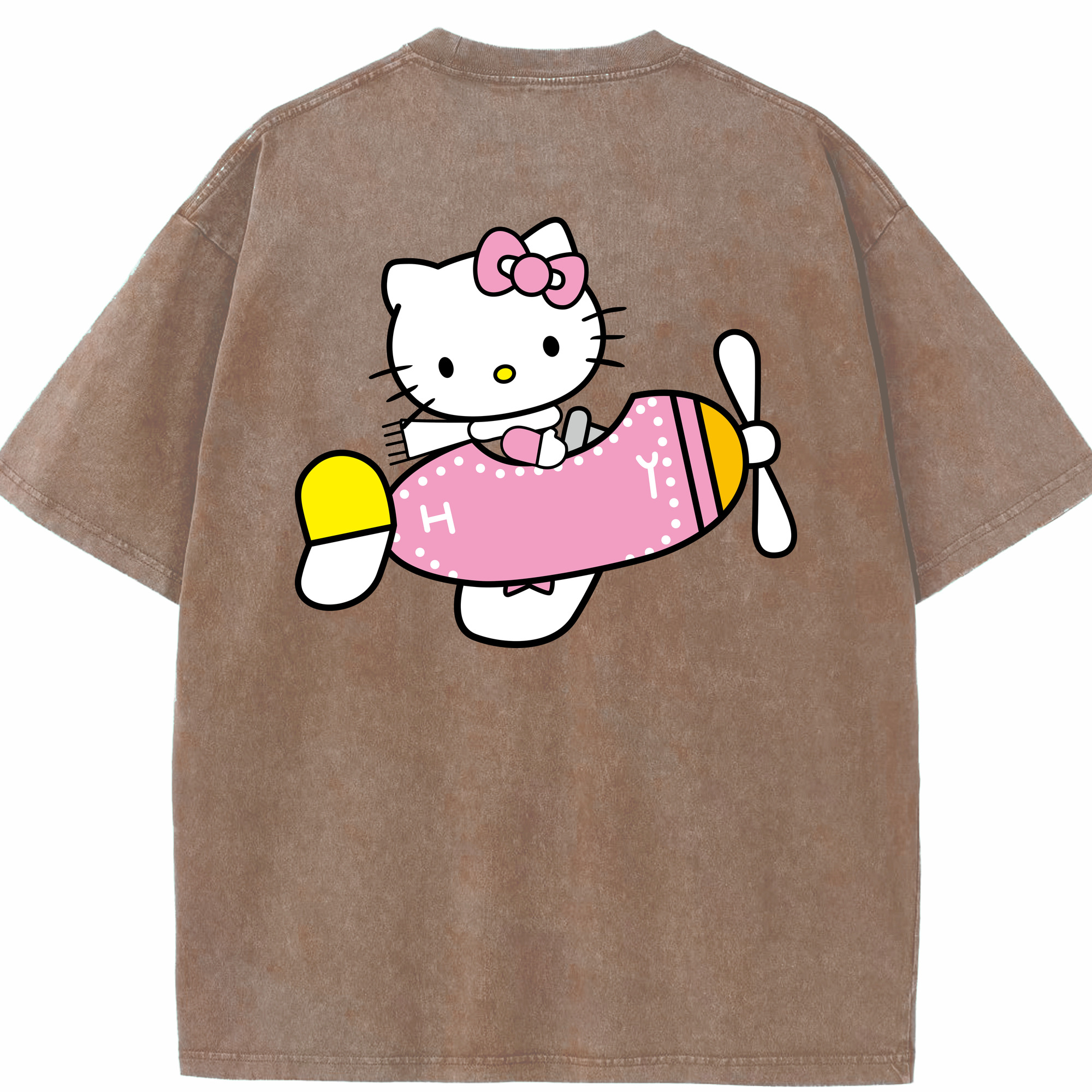 （画像用） Hello Kitty ハローキティ 綿100% ヴィンテージ風 半袖Tシャツ（背面プリント）