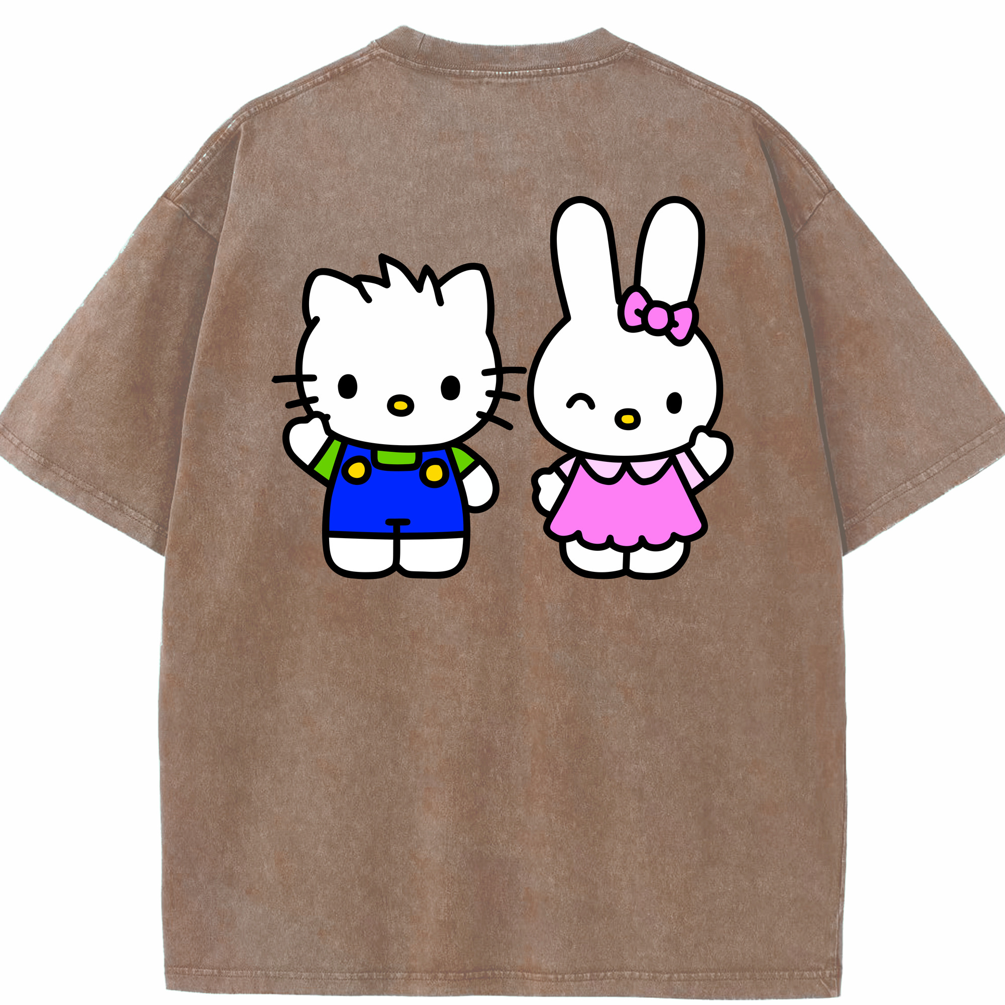 （画像用） Hello Kitty ハローキティ 綿100% ヴィンテージ風 半袖Tシャツ（背面プリント）