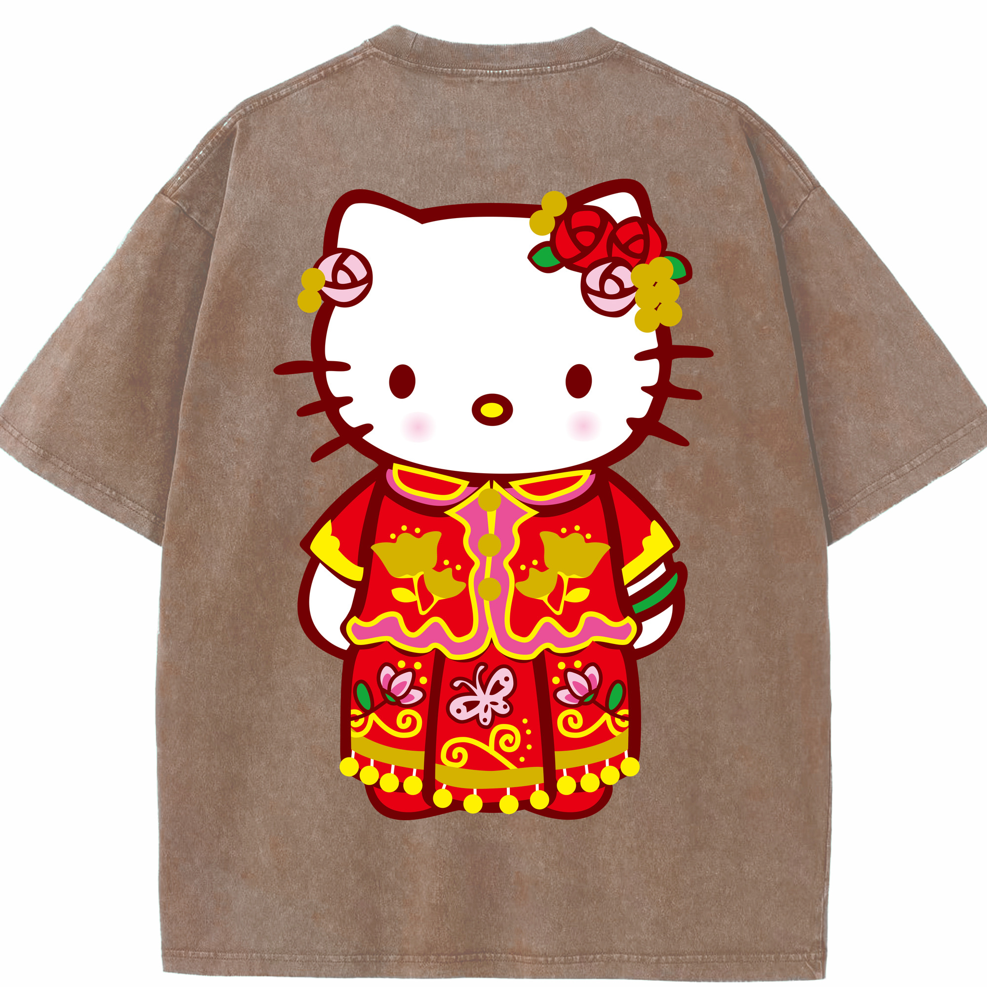 （画像用） Hello Kitty ハローキティ 綿100% ヴィンテージ風 半袖Tシャツ（背面プリント）