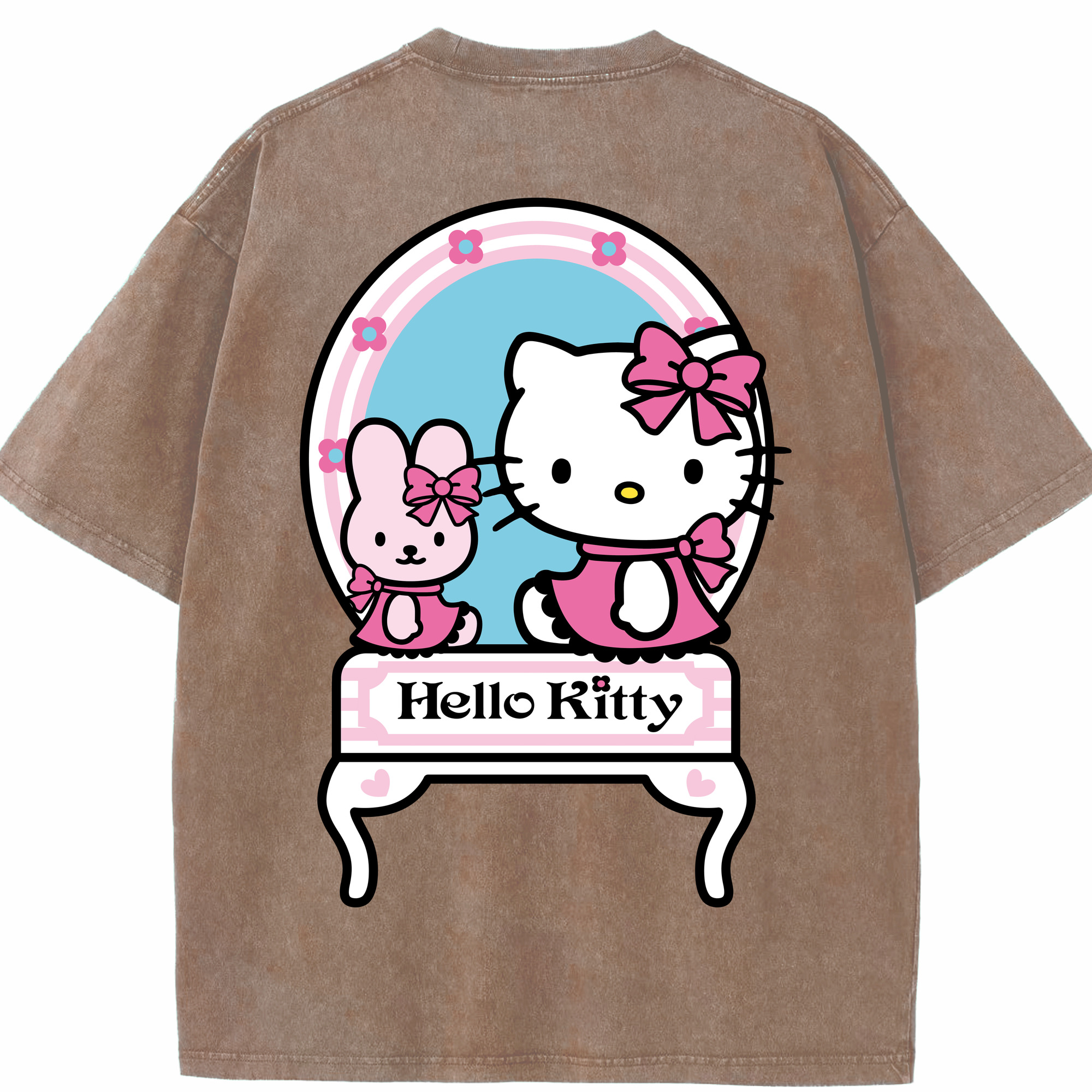 （画像用） Hello Kitty ハローキティ 綿100% ヴィンテージ風 半袖Tシャツ（背面プリント）