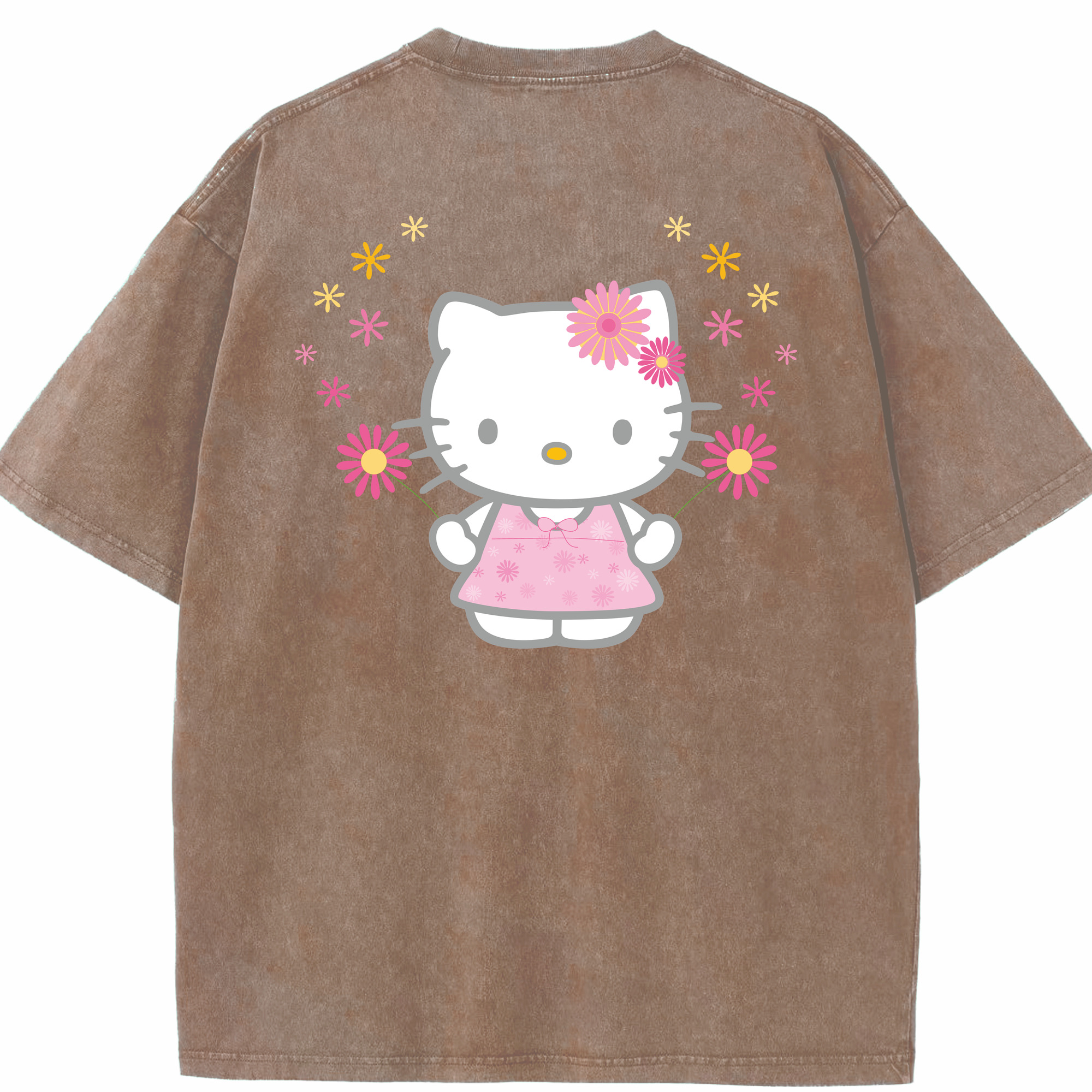（画像用） Hello Kitty ハローキティ 綿100% ヴィンテージ風 半袖Tシャツ（背面プリント）
