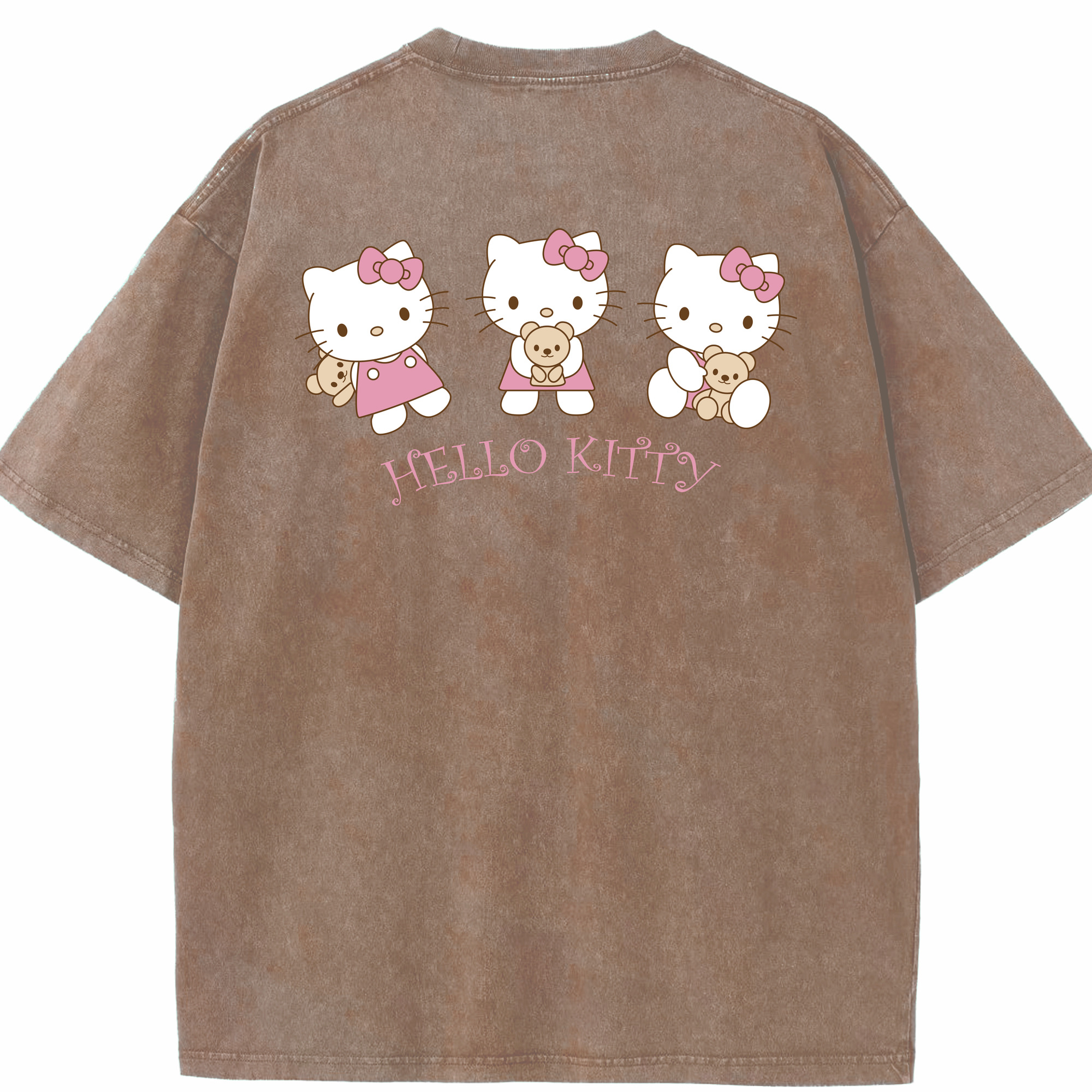 （画像用） Hello Kitty ハローキティ 綿100% ヴィンテージ風 半袖Tシャツ（背面プリント）