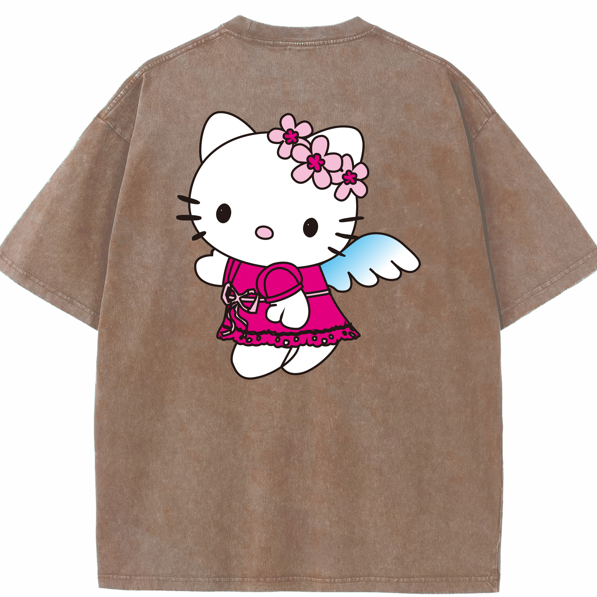（画像用） Hello Kitty ハローキティ 綿100% ヴィンテージ風 半袖Tシャツ（背面プリント）