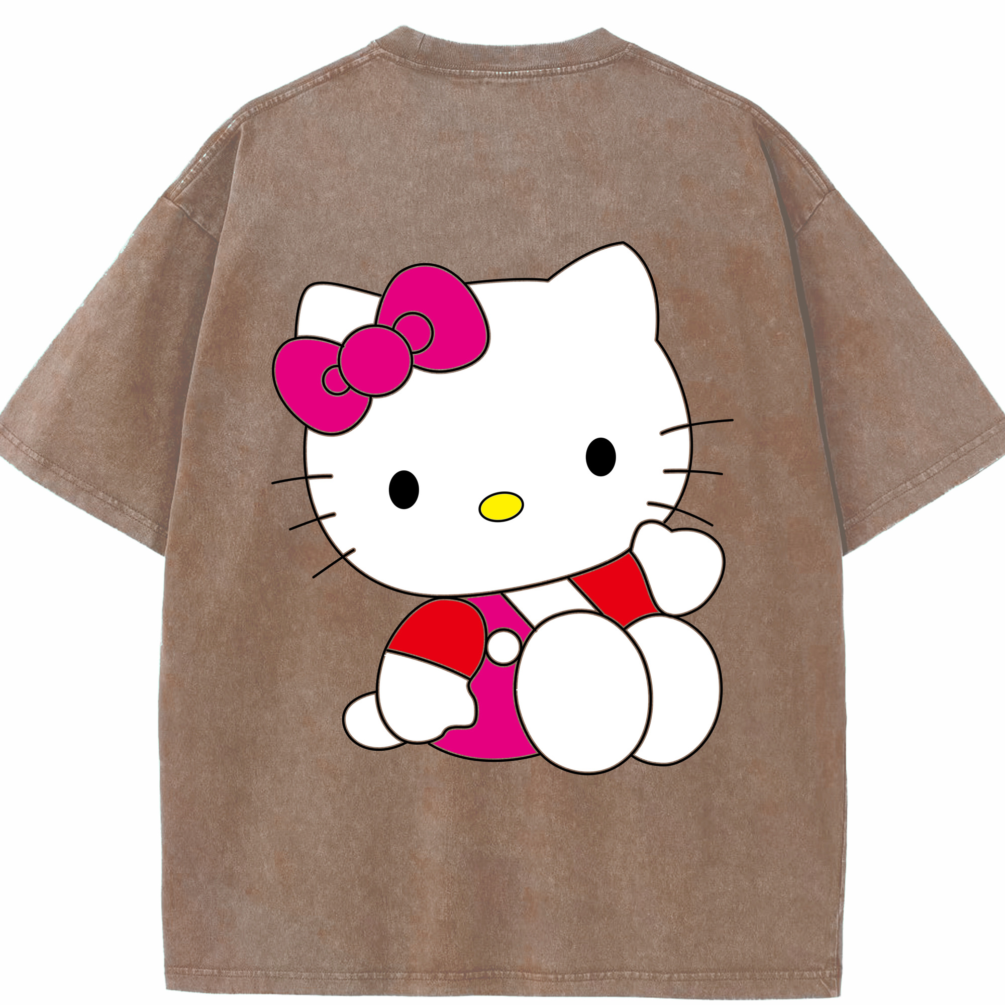 （画像用） Hello Kitty ハローキティ 綿100% ヴィンテージ風 半袖Tシャツ（背面プリント）