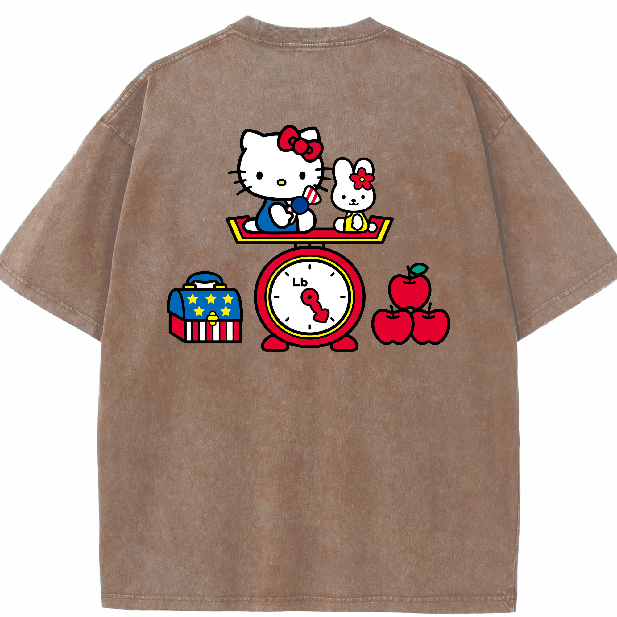 （画像用） Hello Kitty ハローキティ 綿100% ヴィンテージ風 半袖Tシャツ（背面プリント）