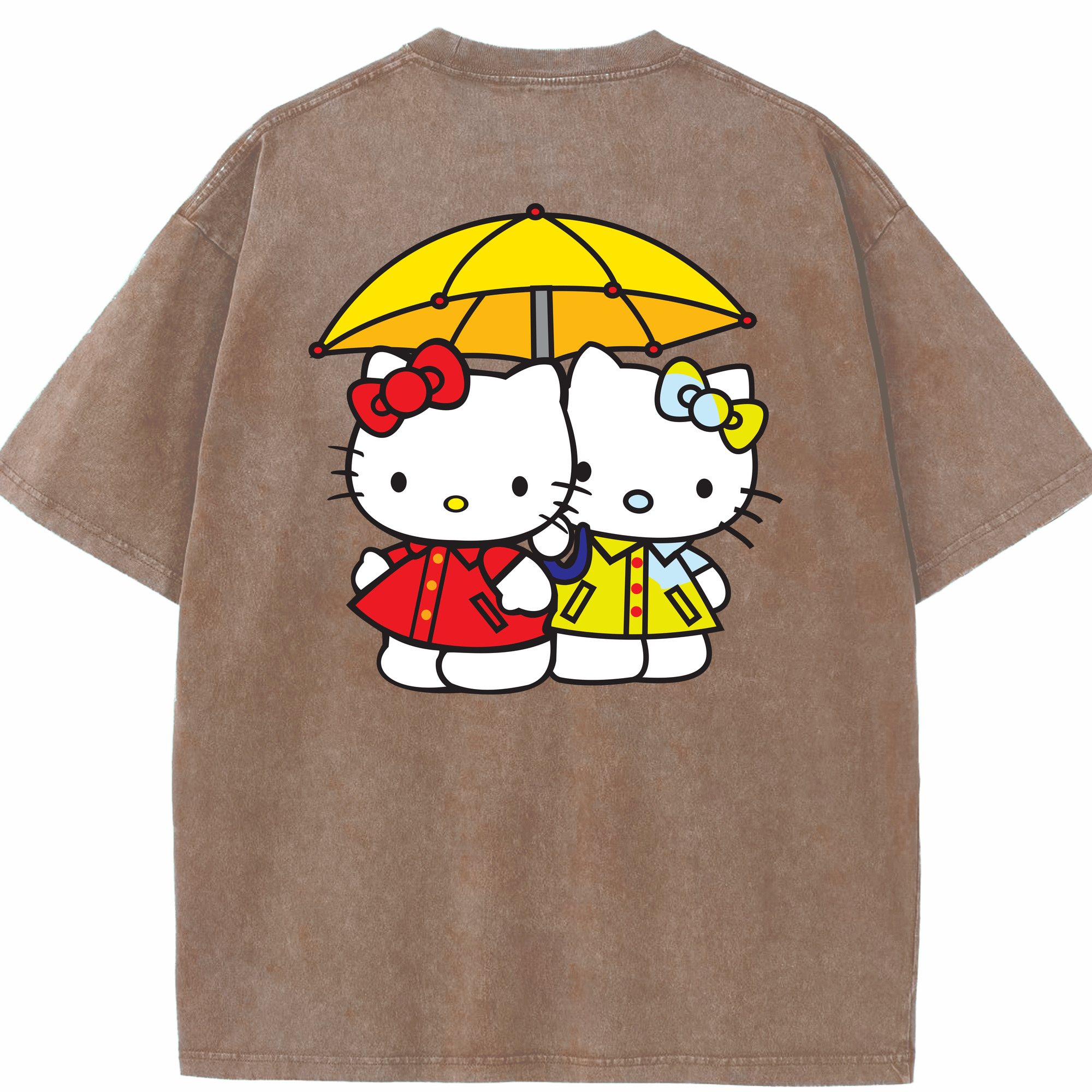 （画像用） Hello Kitty ハローキティ 綿100% ヴィンテージ風 半袖Tシャツ（背面プリント）