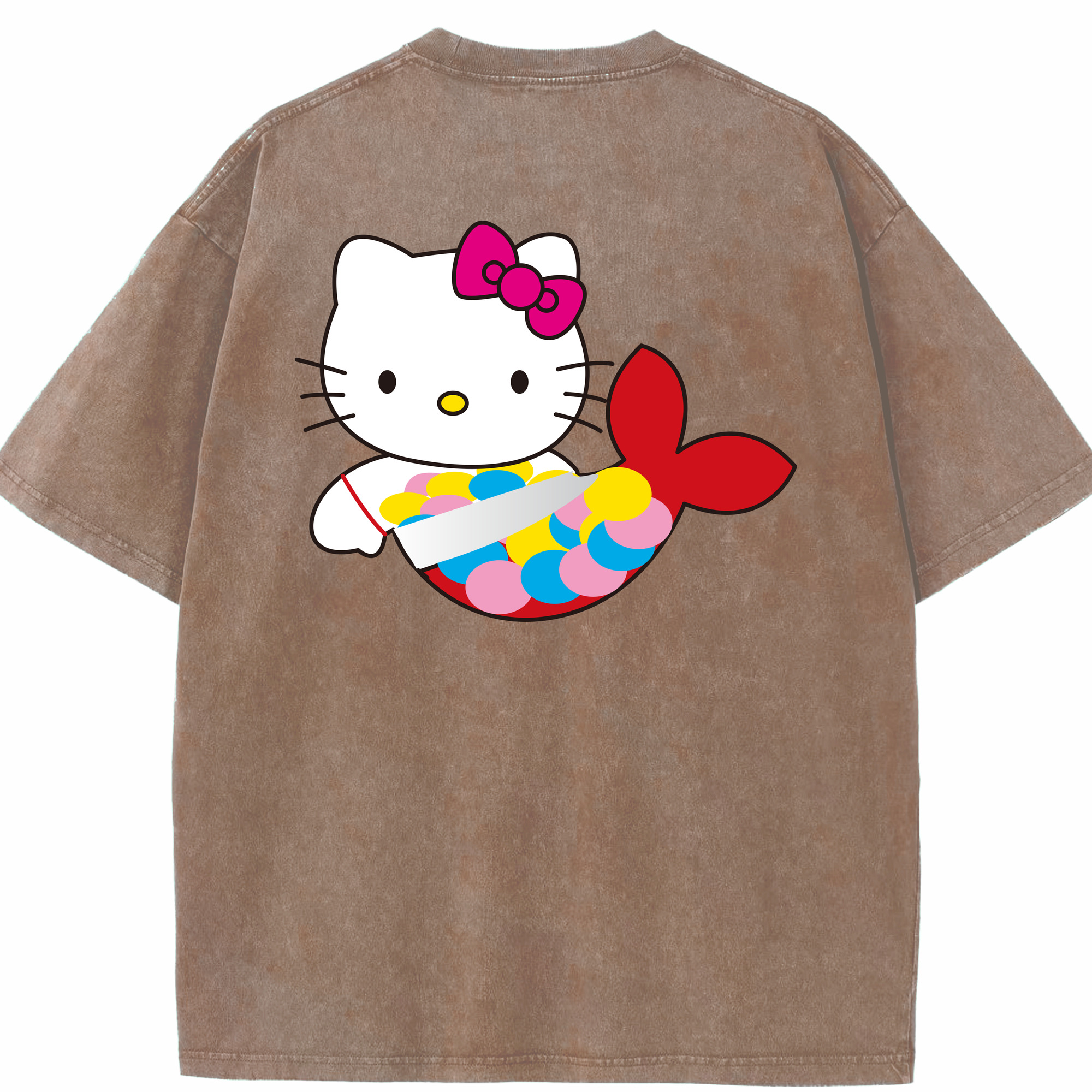 （画像用） Hello Kitty ハローキティ 綿100% ヴィンテージ風 半袖Tシャツ（背面プリント）
