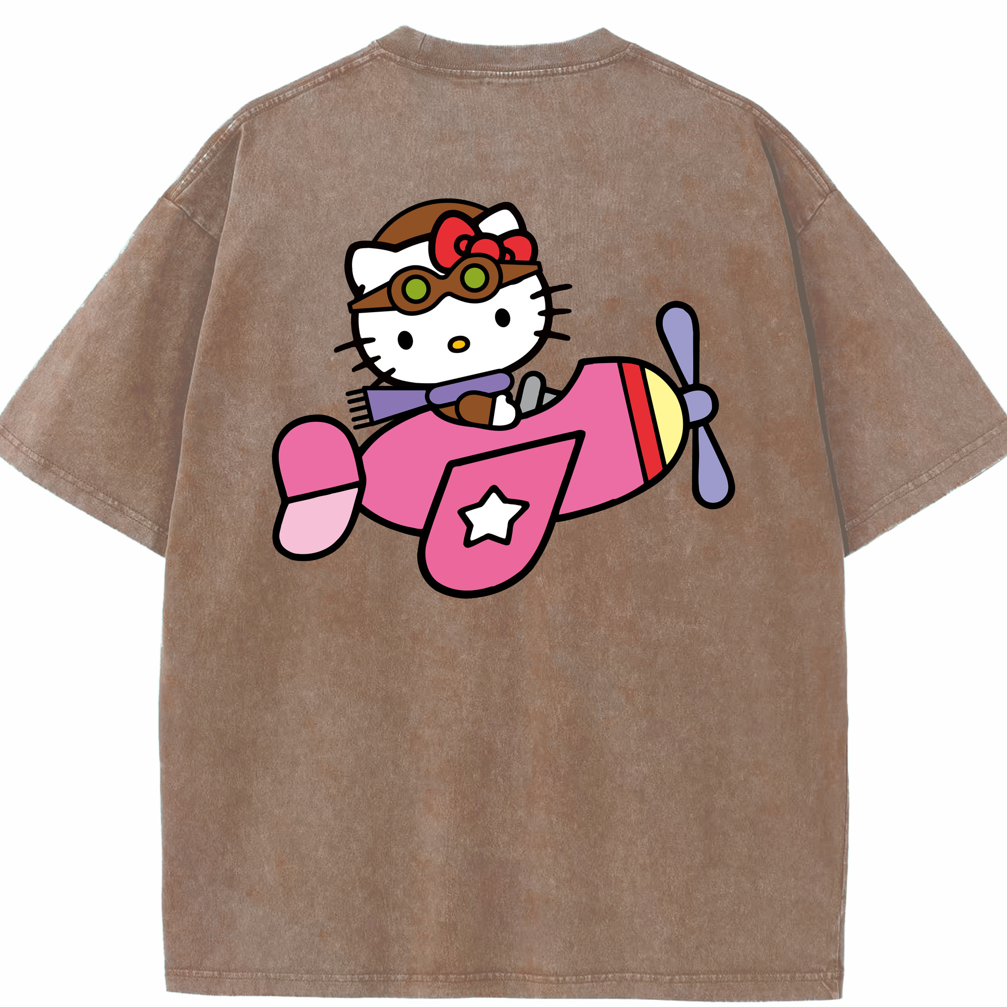 （画像用） Hello Kitty ハローキティ 綿100% ヴィンテージ風 半袖Tシャツ（背面プリント）