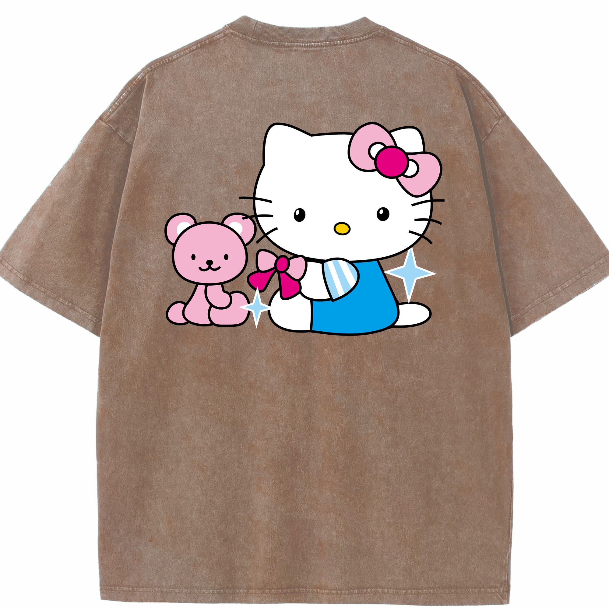 （画像用） Hello Kitty ハローキティ 綿100% ヴィンテージ風 半袖Tシャツ（背面プリント）