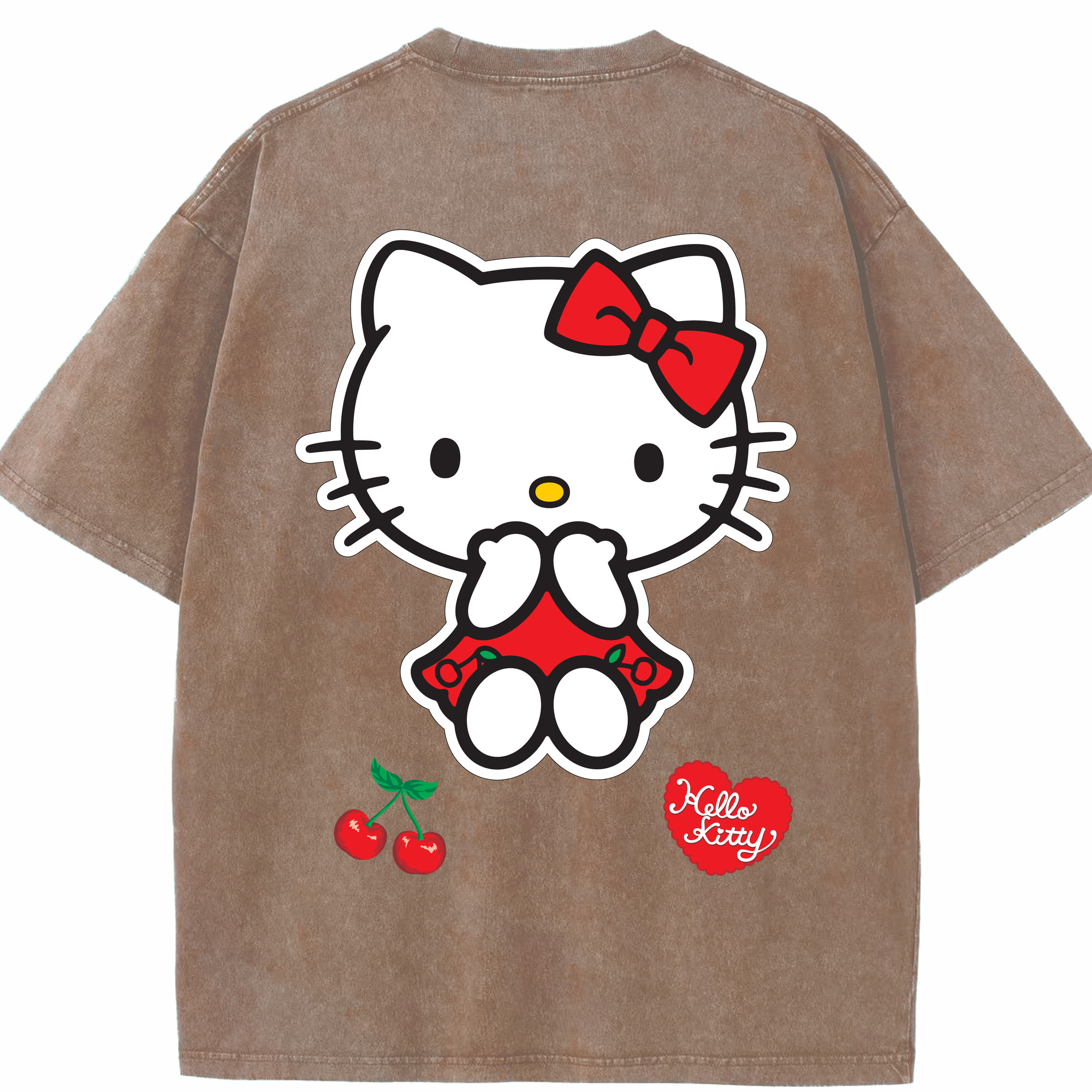 （画像用） Hello Kitty ハローキティ 綿100% ヴィンテージ風 半袖Tシャツ（背面プリント）
