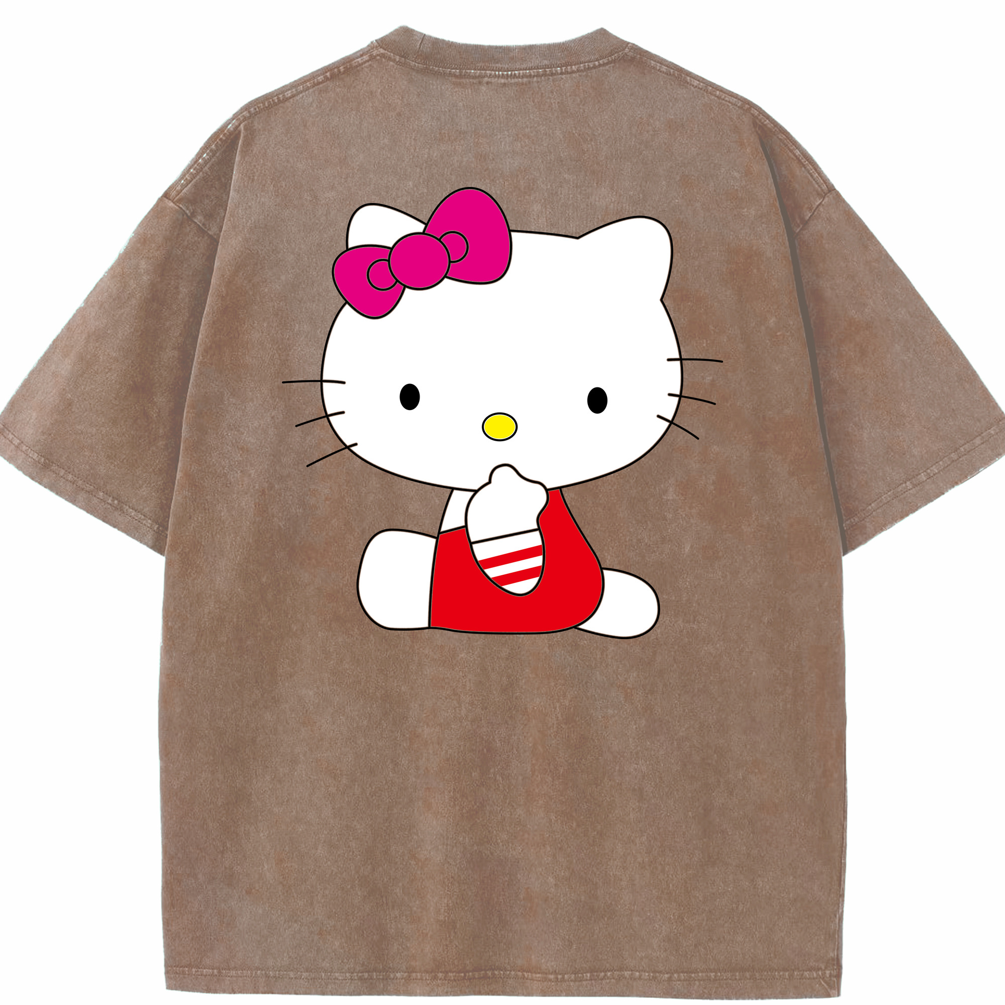 （画像用） Hello Kitty ハローキティ 綿100% ヴィンテージ風 半袖Tシャツ（背面プリント）