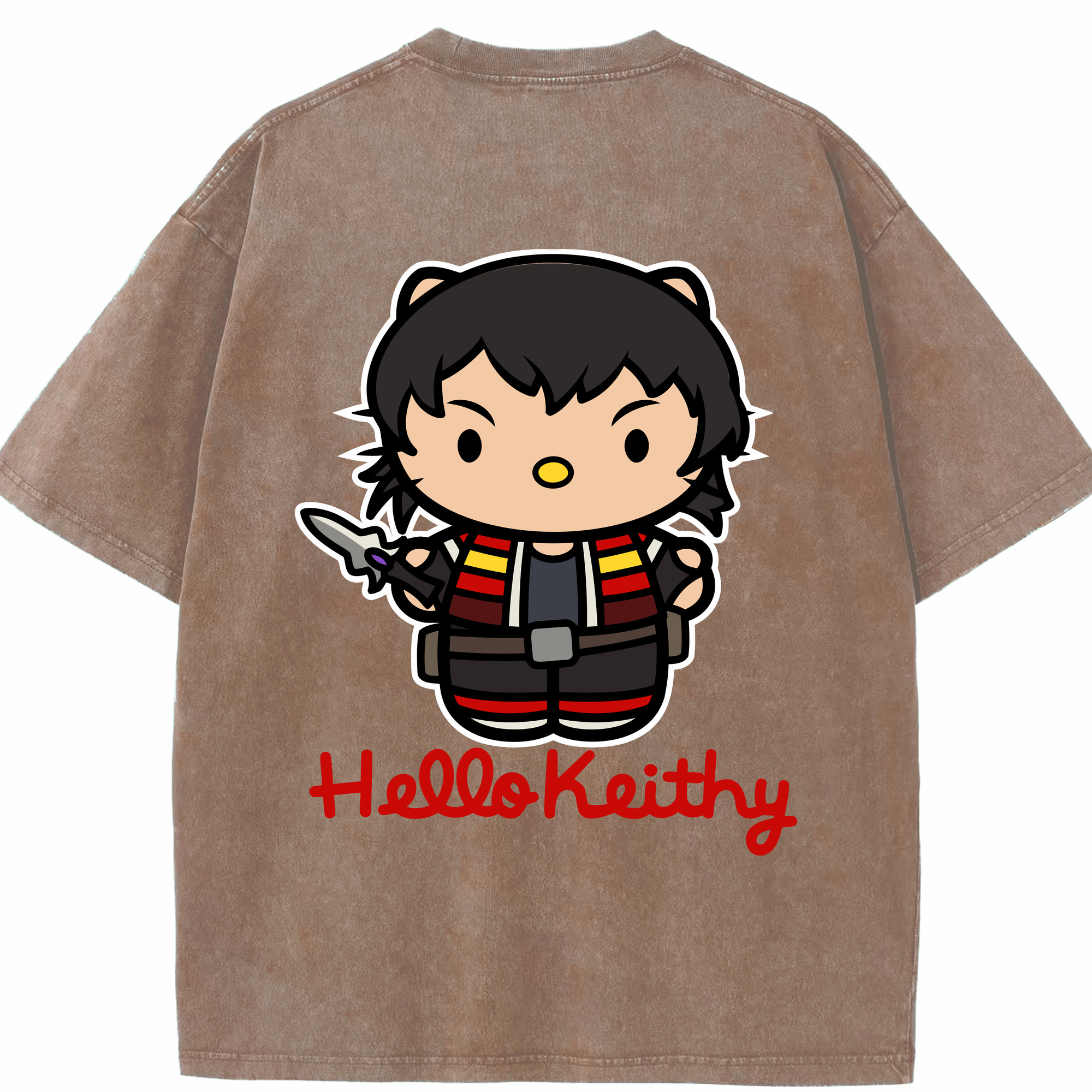 （画像用） Hello Kitty ハローキティ 綿100% ヴィンテージ風 半袖Tシャツ（背面プリント）