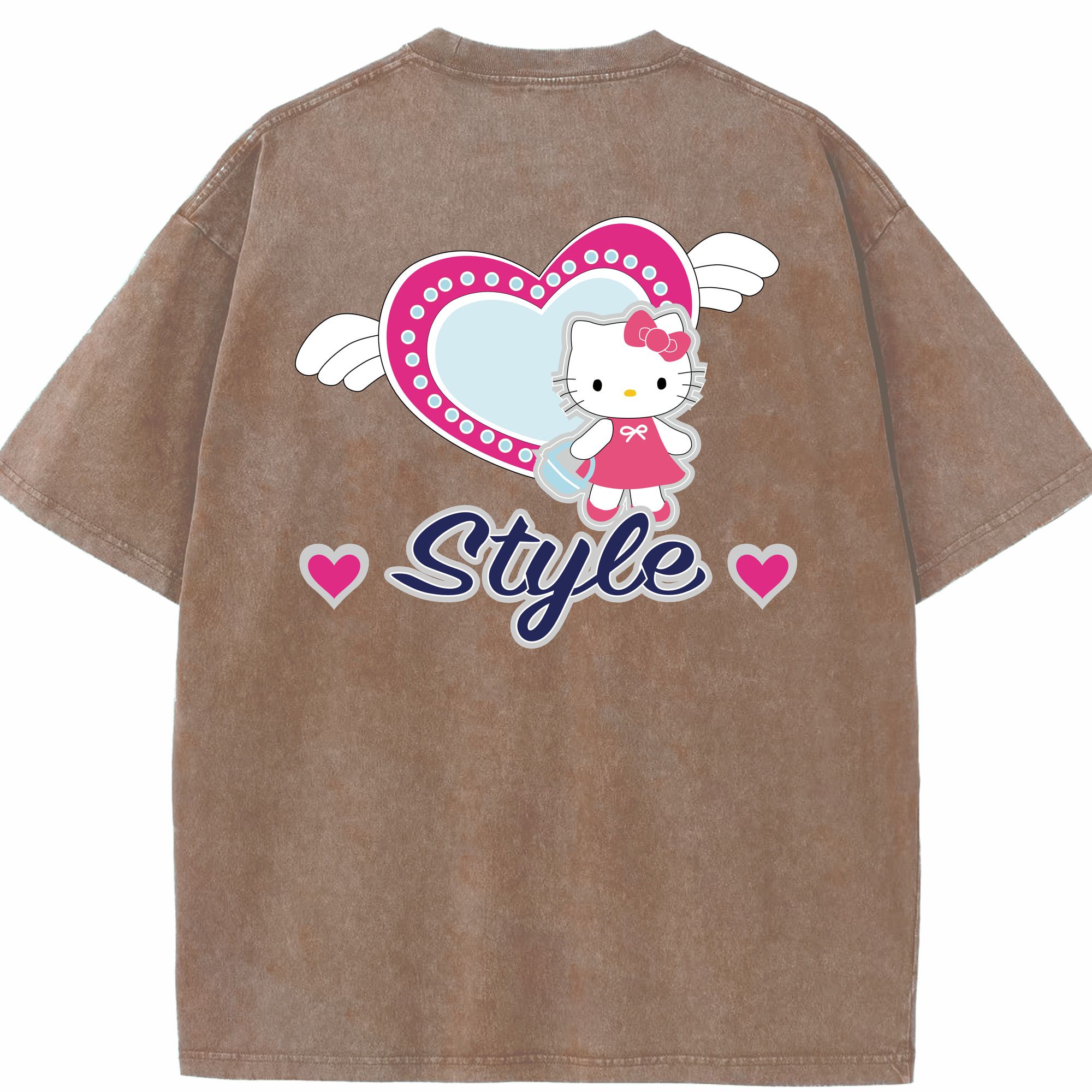 （画像用） Hello Kitty ハローキティ 綿100% ヴィンテージ風 半袖Tシャツ（背面プリント）
