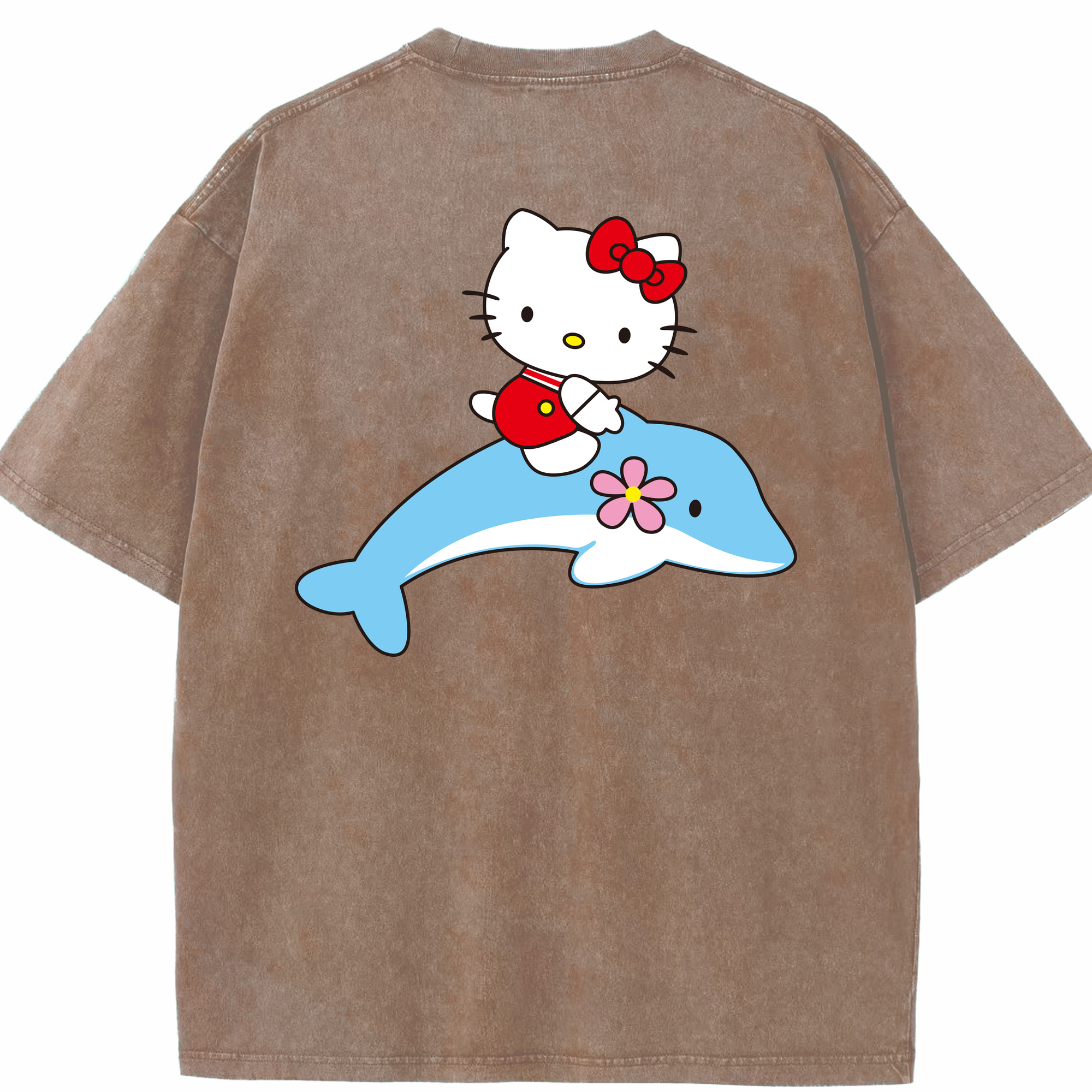 （画像用） Hello Kitty ハローキティ 綿100% ヴィンテージ風 半袖Tシャツ（背面プリント）