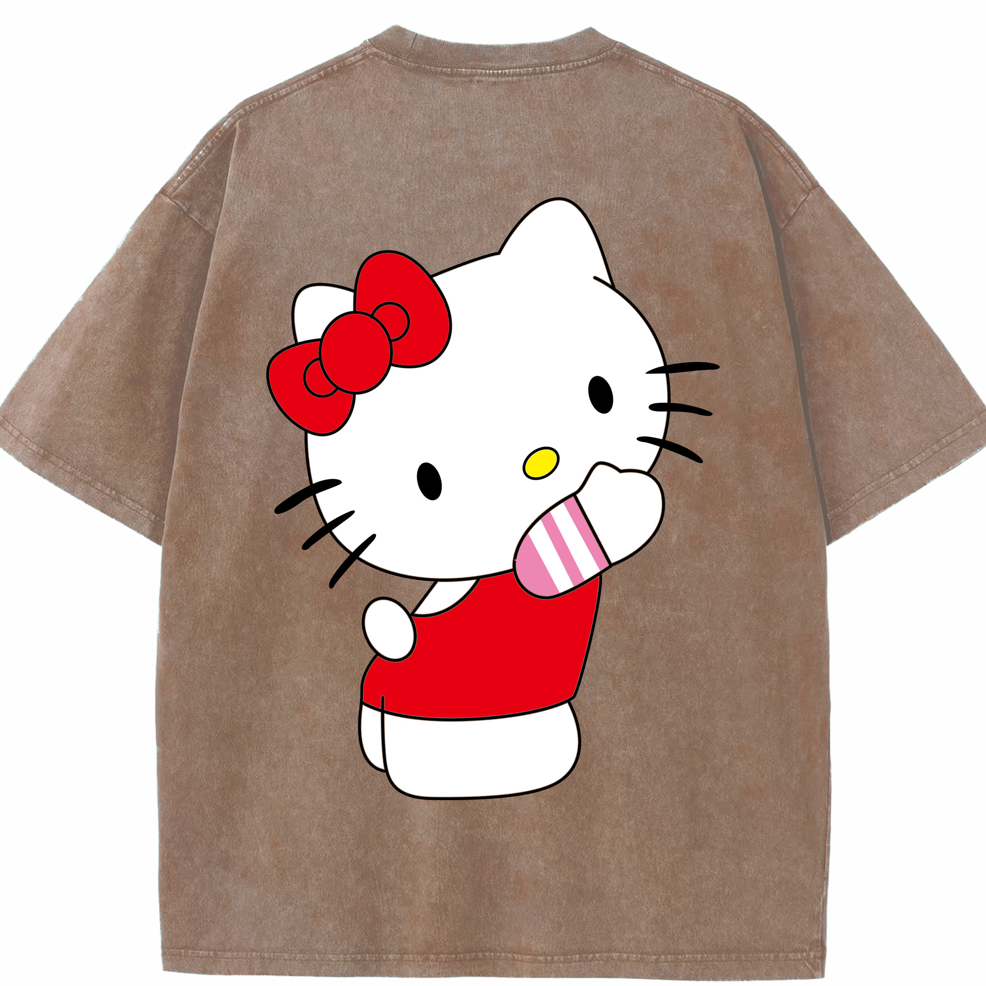（画像用） Hello Kitty ハローキティ 綿100% ヴィンテージ風 半袖Tシャツ（背面プリント）