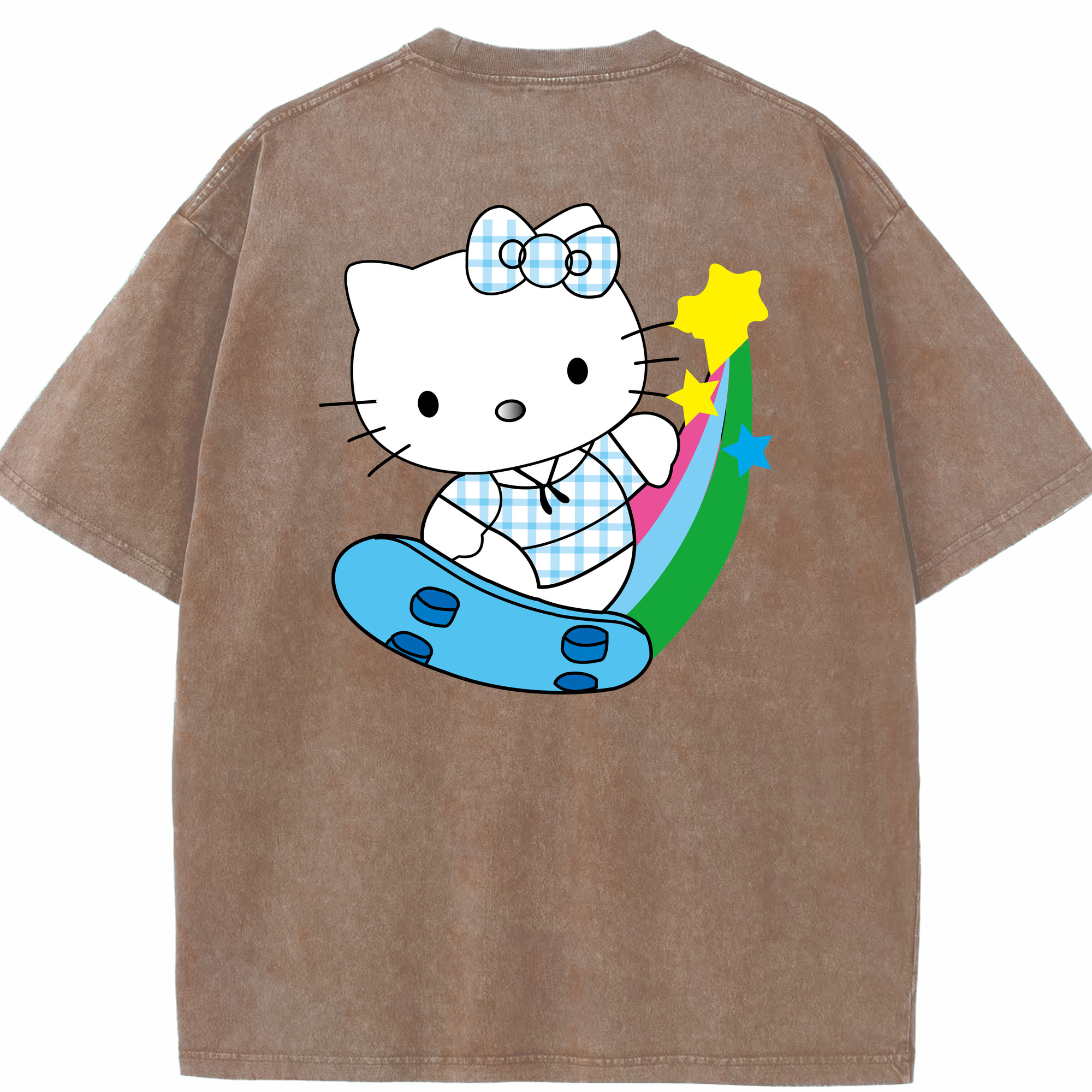 （画像用） Hello Kitty ハローキティ 綿100% ヴィンテージ風 半袖Tシャツ（背面プリント）