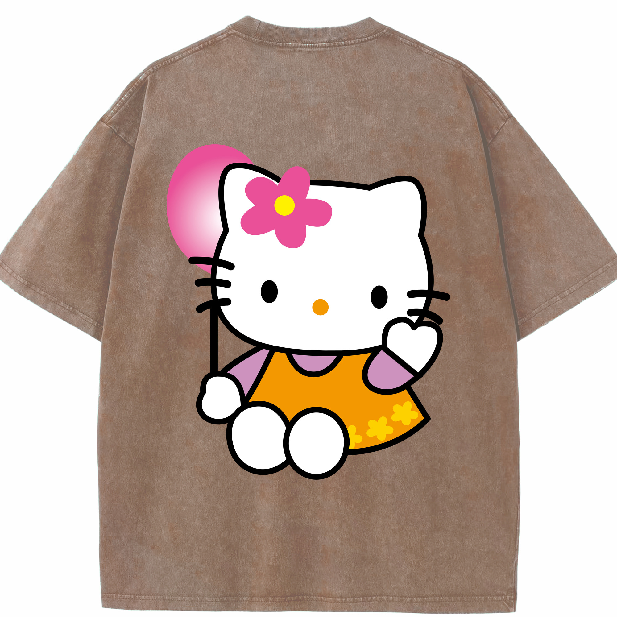 （画像用） Hello Kitty ハローキティ 綿100% ヴィンテージ風 半袖Tシャツ（背面プリント）
