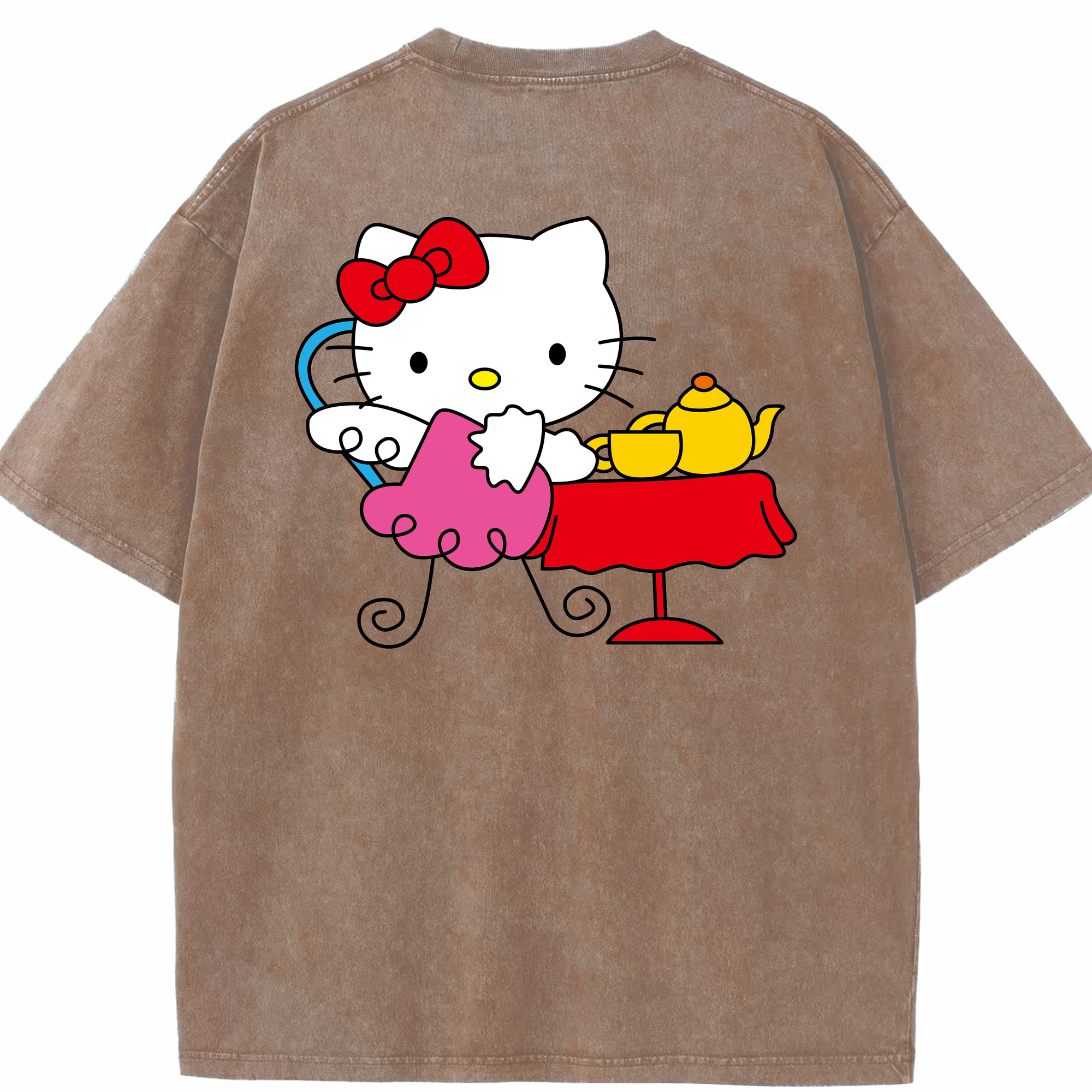 （画像用） Hello Kitty ハローキティ 綿100% ヴィンテージ風 半袖Tシャツ（背面プリント）