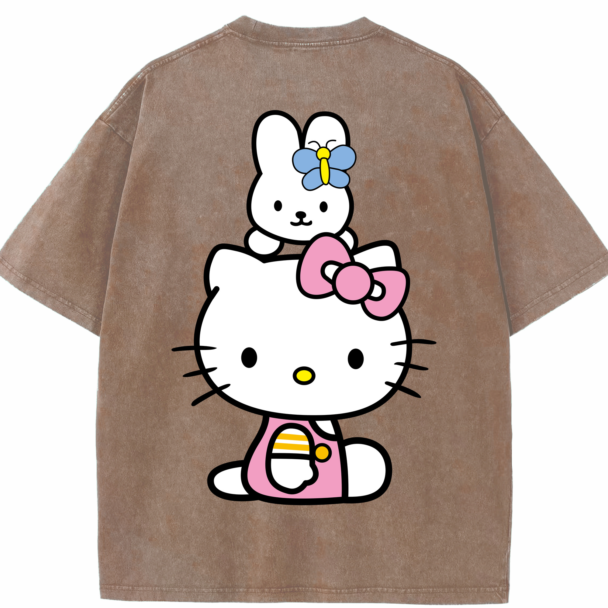 （画像用） Hello Kitty ハローキティ 綿100% ヴィンテージ風 半袖Tシャツ（背面プリント）