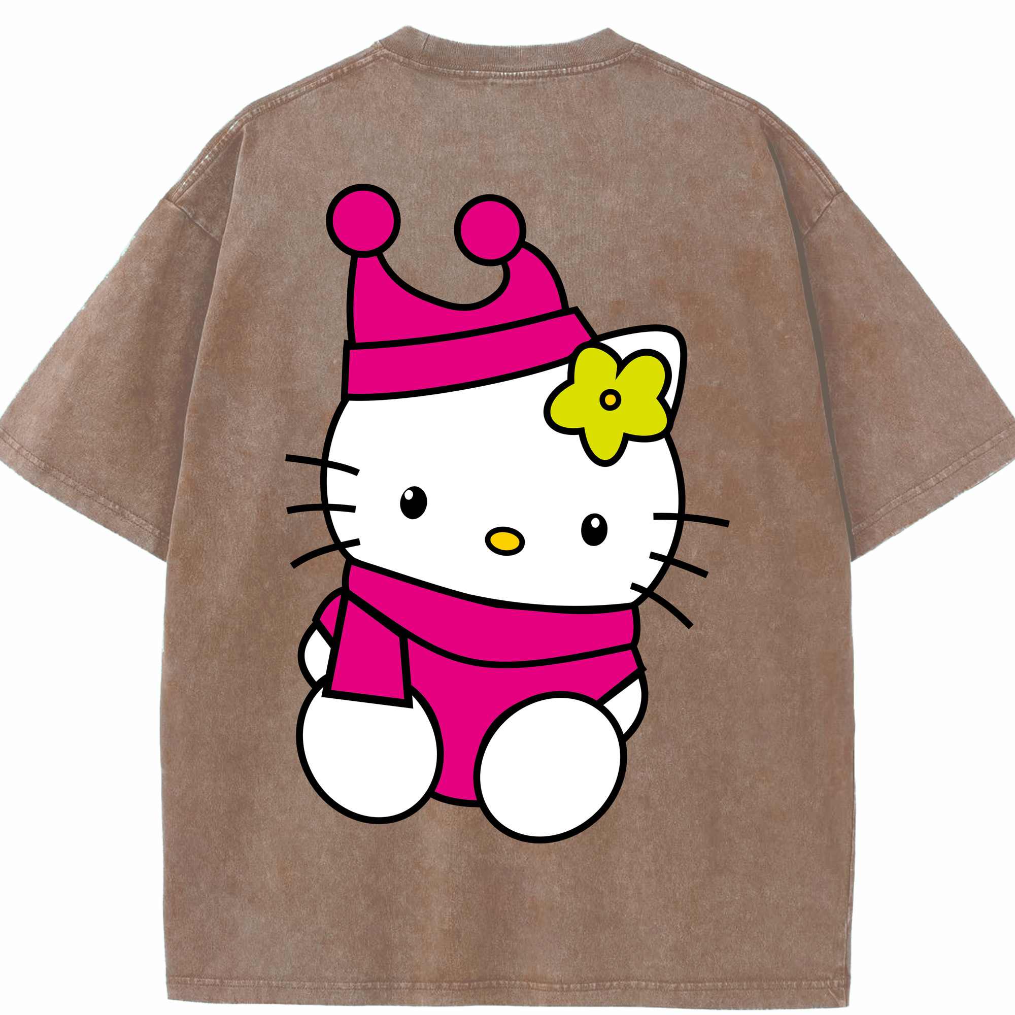（画像用） Hello Kitty ハローキティ 綿100% ヴィンテージ風 半袖Tシャツ（背面プリント）