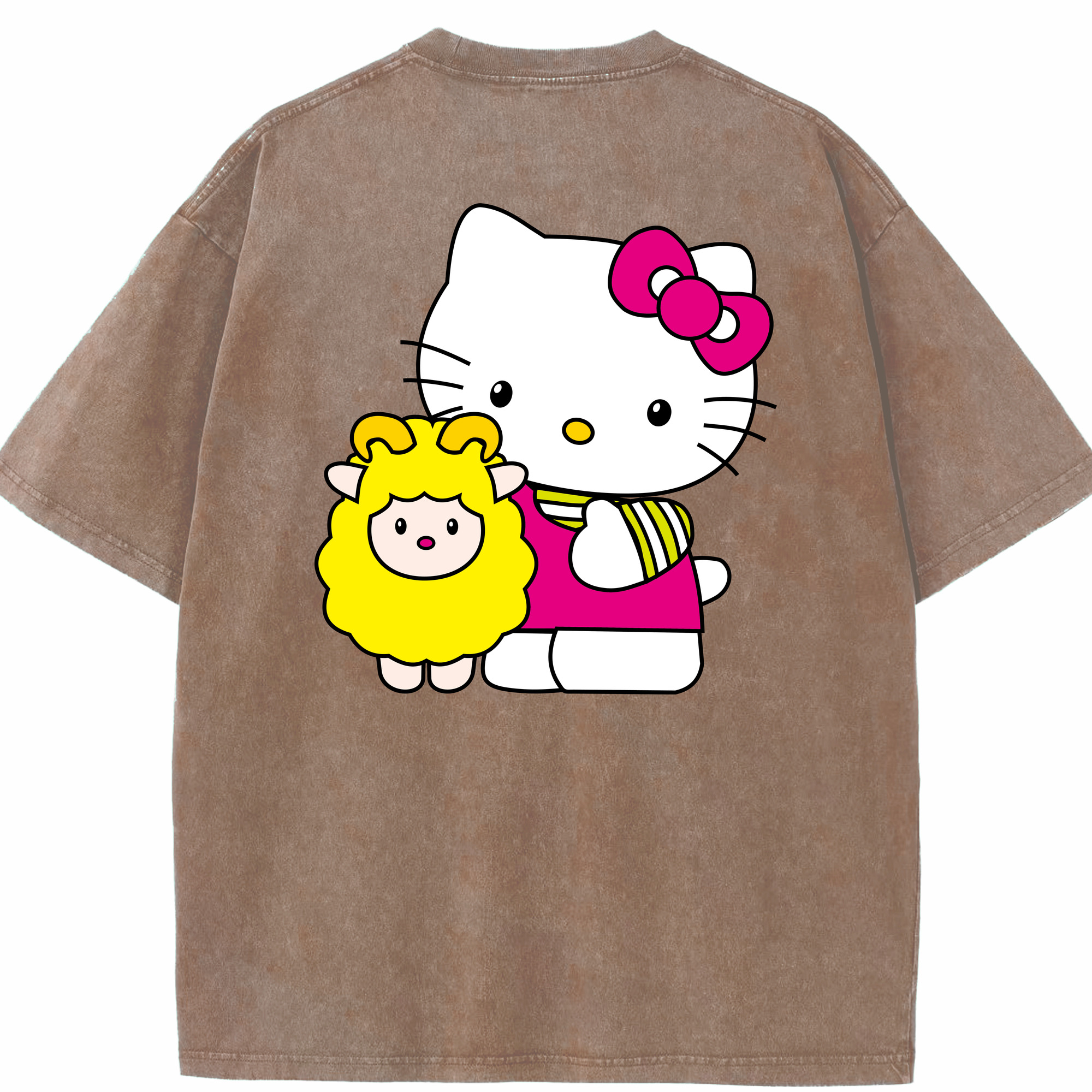 （画像用） Hello Kitty ハローキティ 綿100% ヴィンテージ風 半袖Tシャツ（背面プリント）