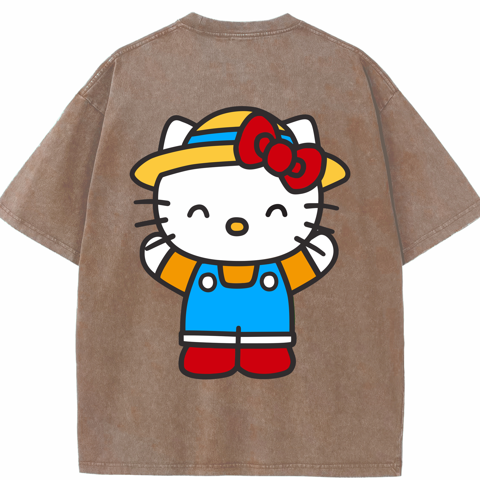 （画像用） Hello Kitty ハローキティ 綿100% ヴィンテージ風 半袖Tシャツ（背面プリント）