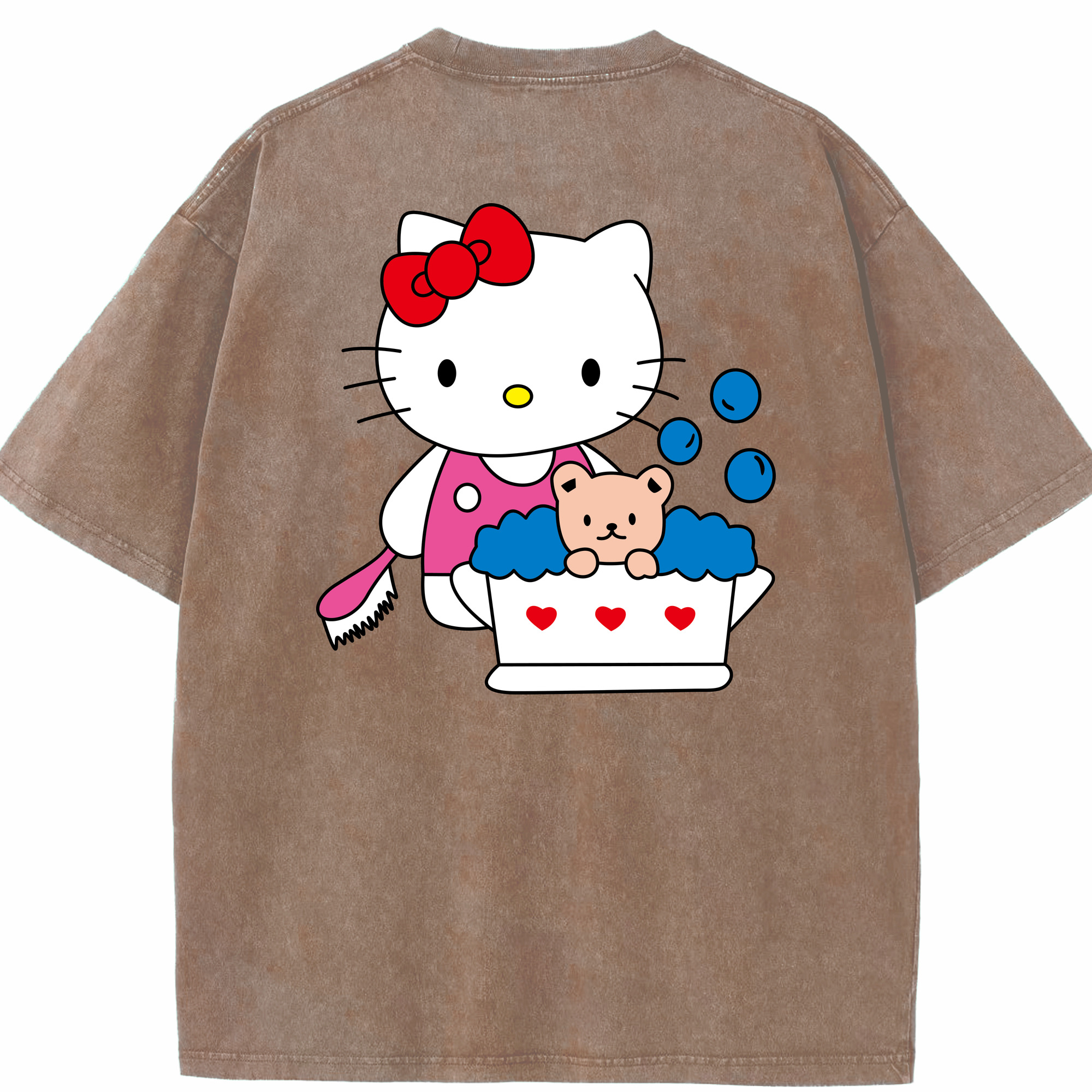 （画像用） Hello Kitty ハローキティ 綿100% ヴィンテージ風 半袖Tシャツ（背面プリント）