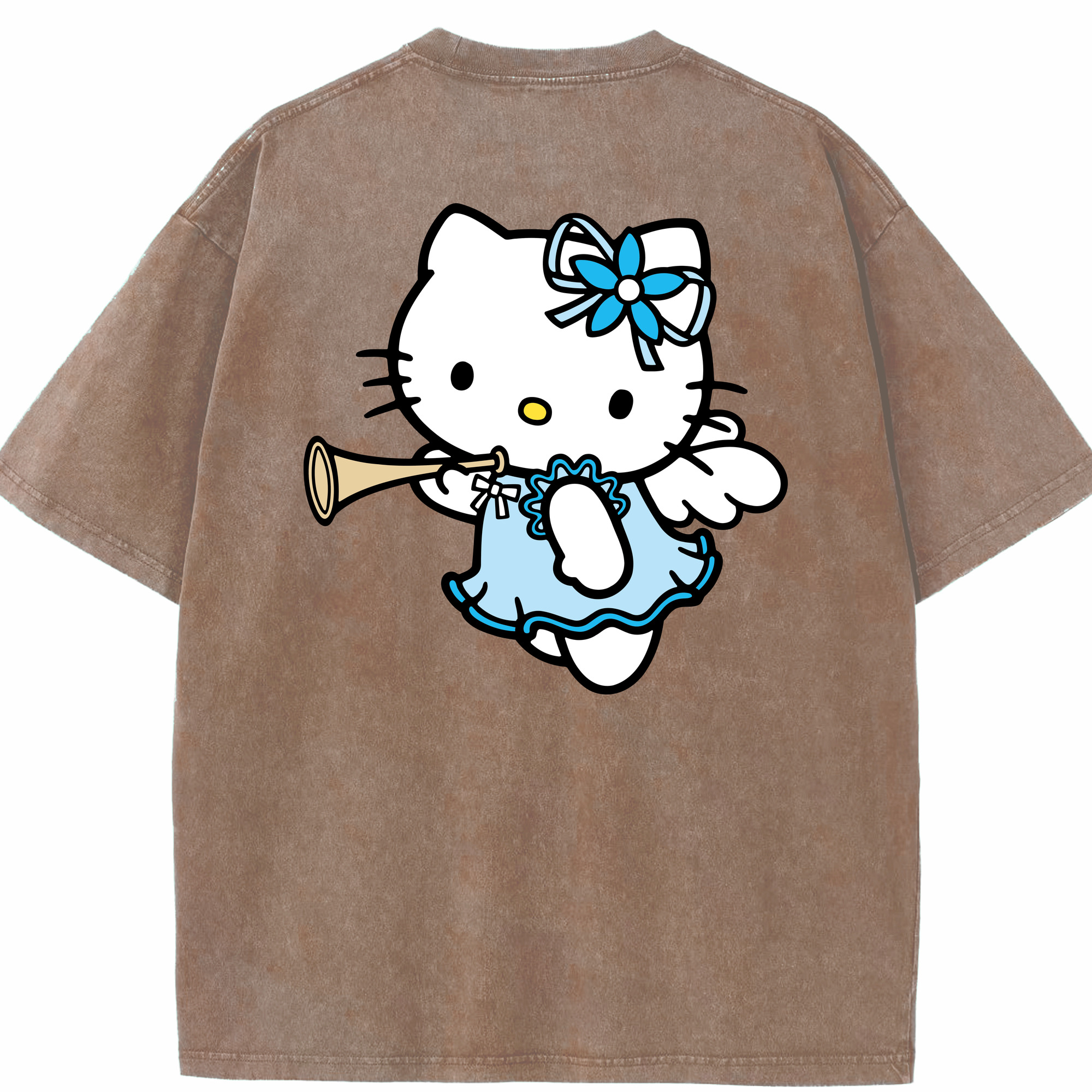 （画像用） Hello Kitty ハローキティ 綿100% ヴィンテージ風 半袖Tシャツ（背面プリント）