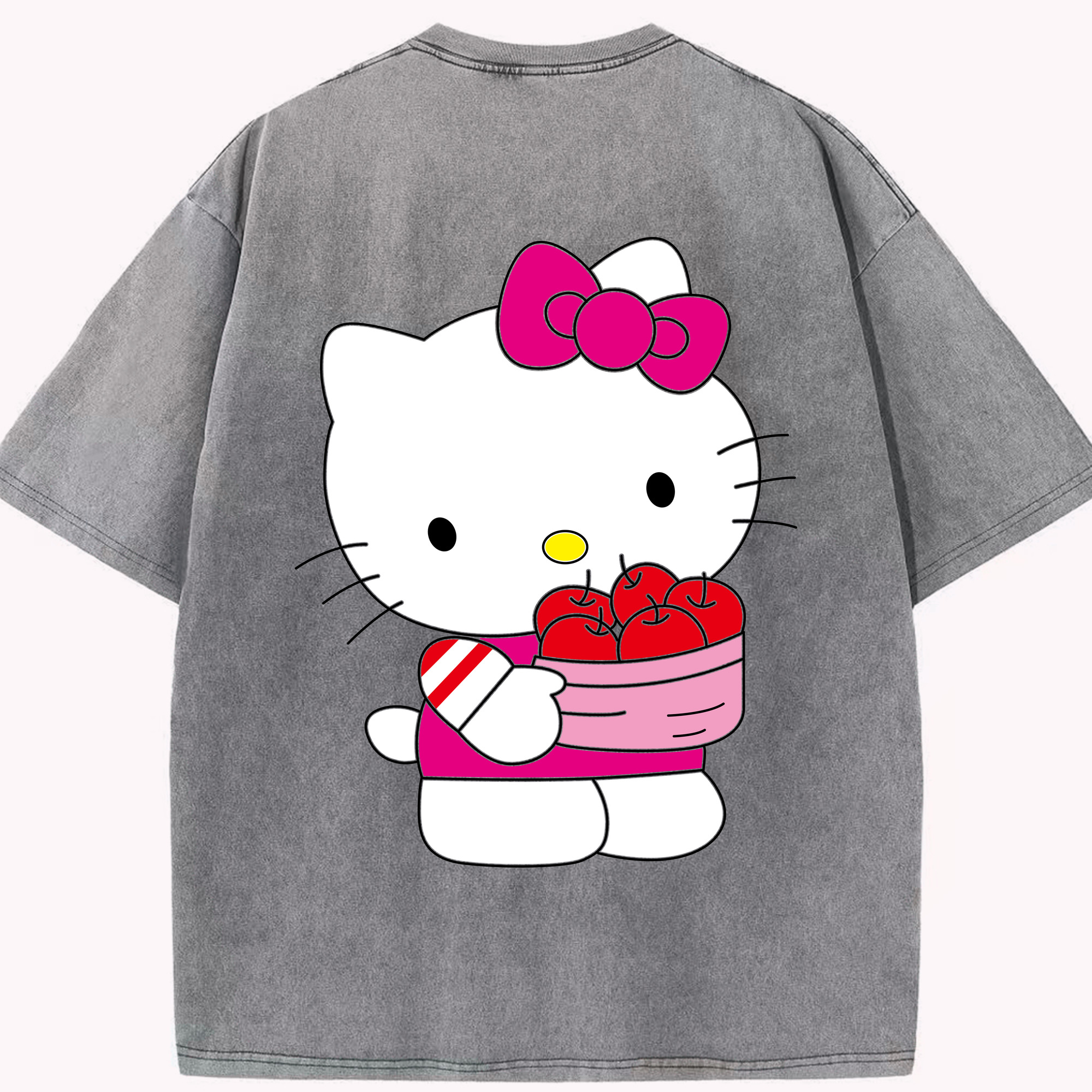 （画像用） Hello Kitty ハローキティ 綿100% ヴィンテージ風 半袖Tシャツ（背面プリント）