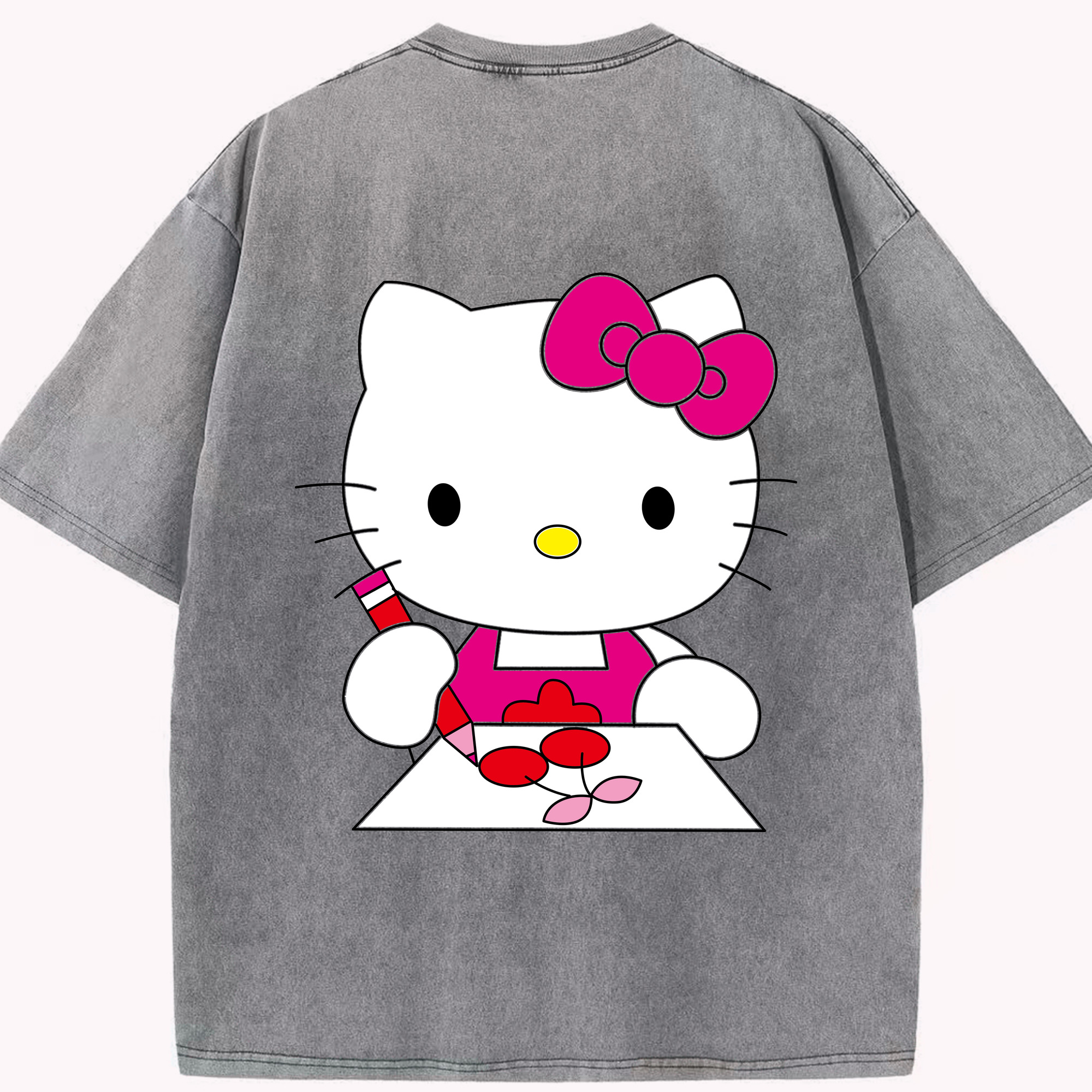 （画像用） Hello Kitty ハローキティ 綿100% ヴィンテージ風 半袖Tシャツ（背面プリント）