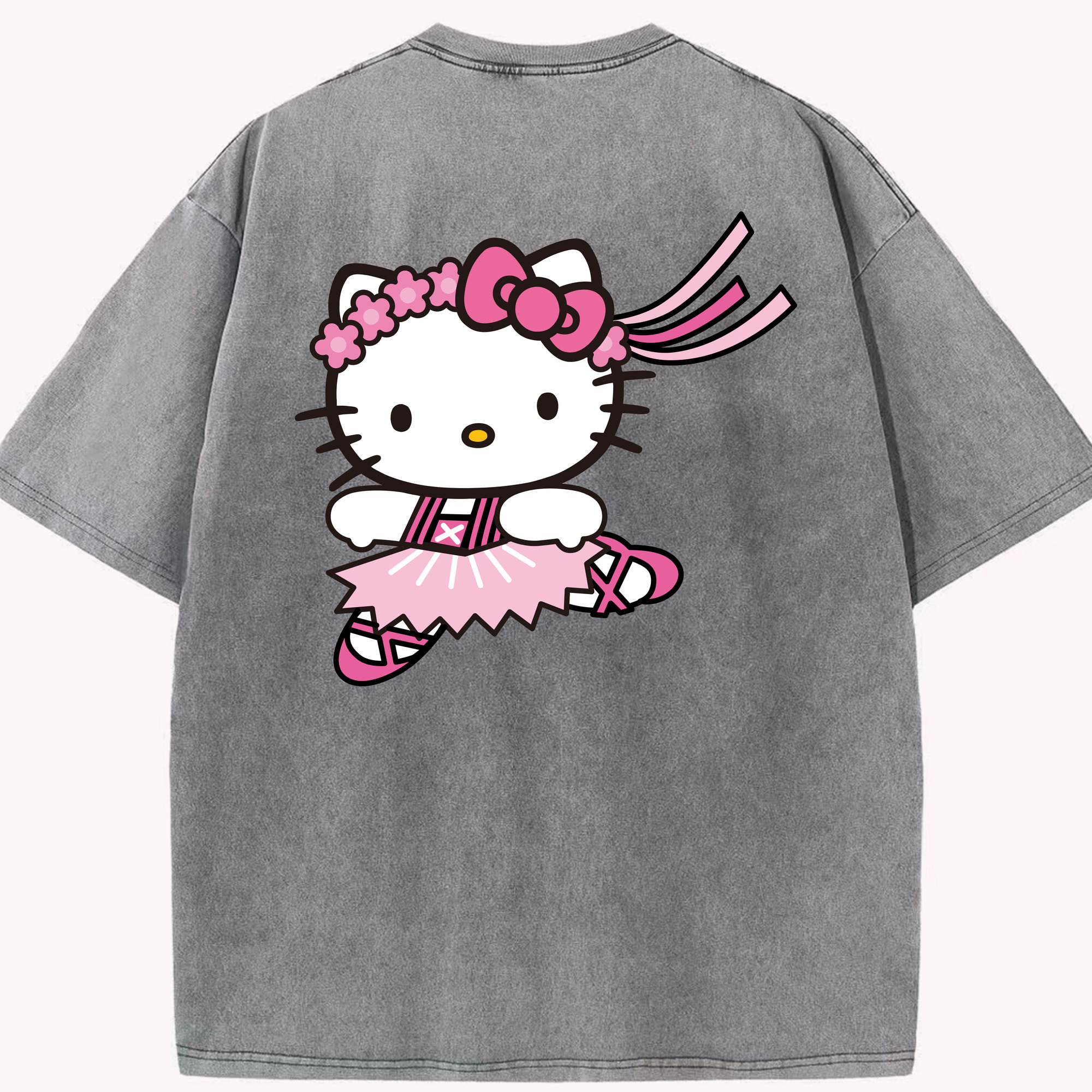 （画像用） Hello Kitty ハローキティ 綿100% ヴィンテージ風 半袖Tシャツ（背面プリント）