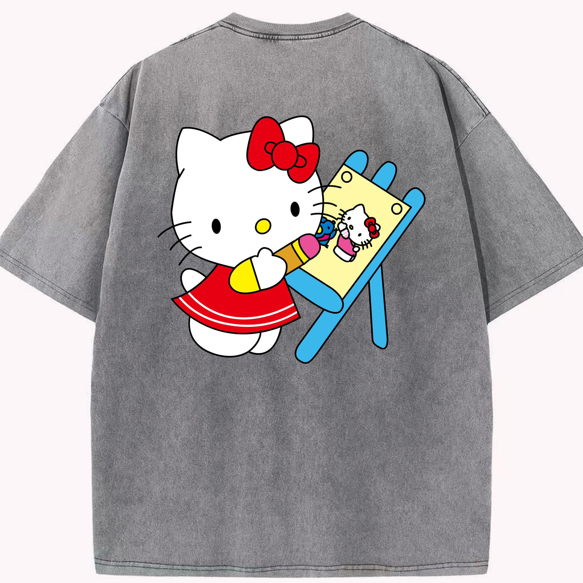 （画像用） Hello Kitty ハローキティ 綿100% ヴィンテージ風 半袖Tシャツ（背面プリント）