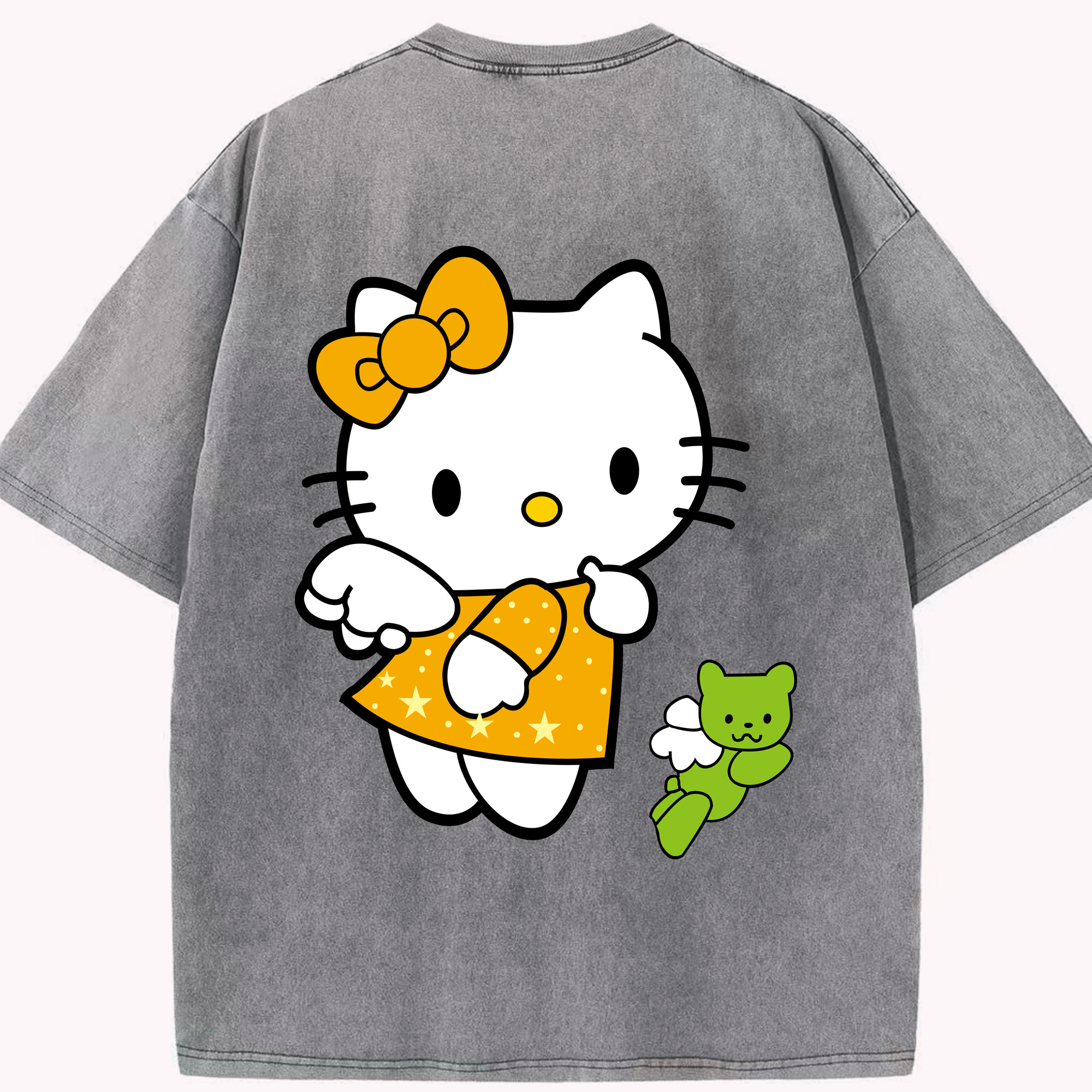 （画像用） Hello Kitty ハローキティ 綿100% ヴィンテージ風 半袖Tシャツ（背面プリント）