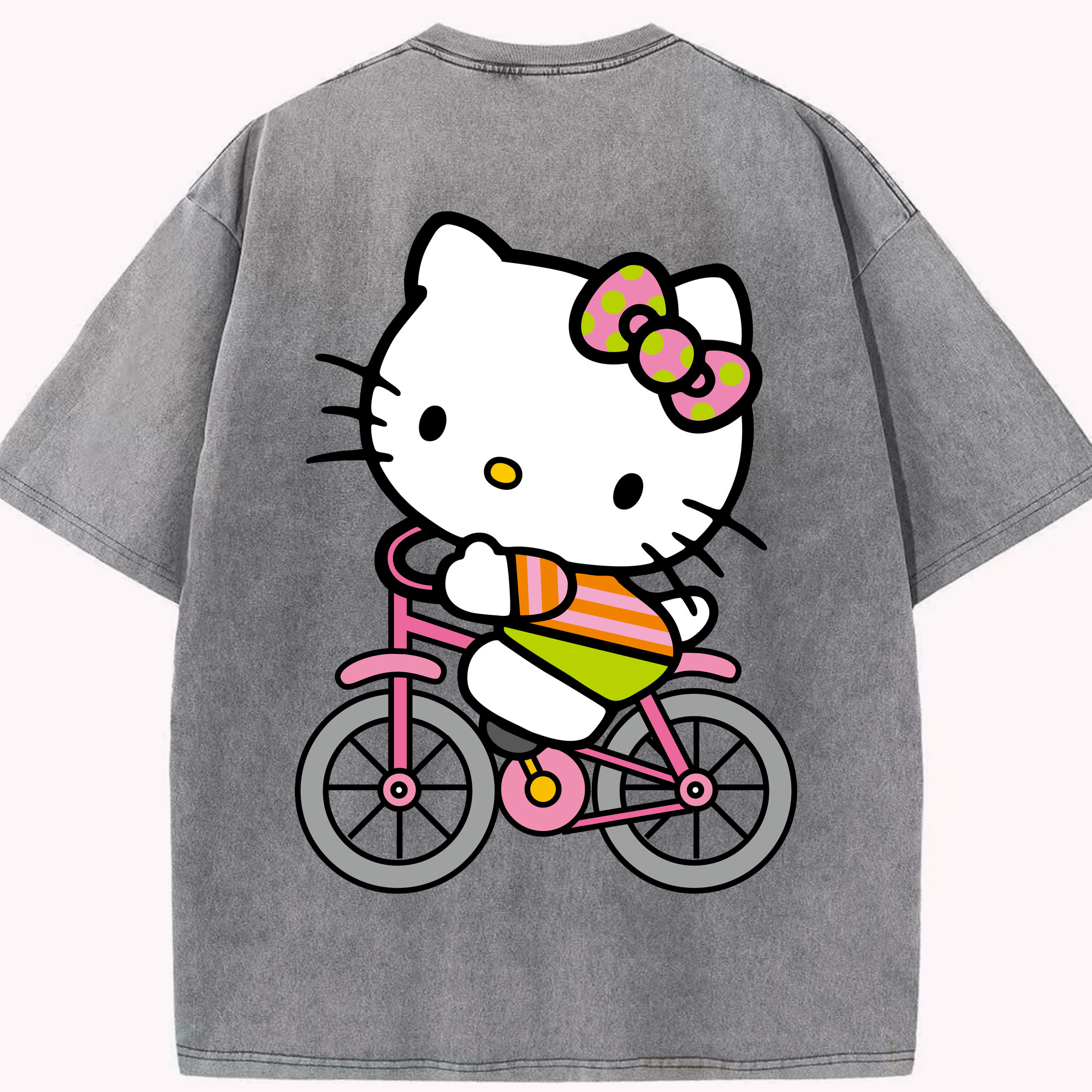 （画像用） Hello Kitty ハローキティ 綿100% ヴィンテージ風 半袖Tシャツ（背面プリント）