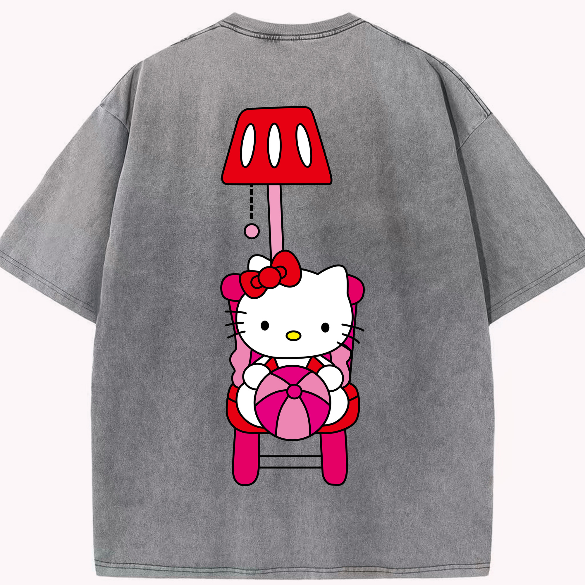 （画像用） Hello Kitty ハローキティ 綿100% ヴィンテージ風 半袖Tシャツ（背面プリント）