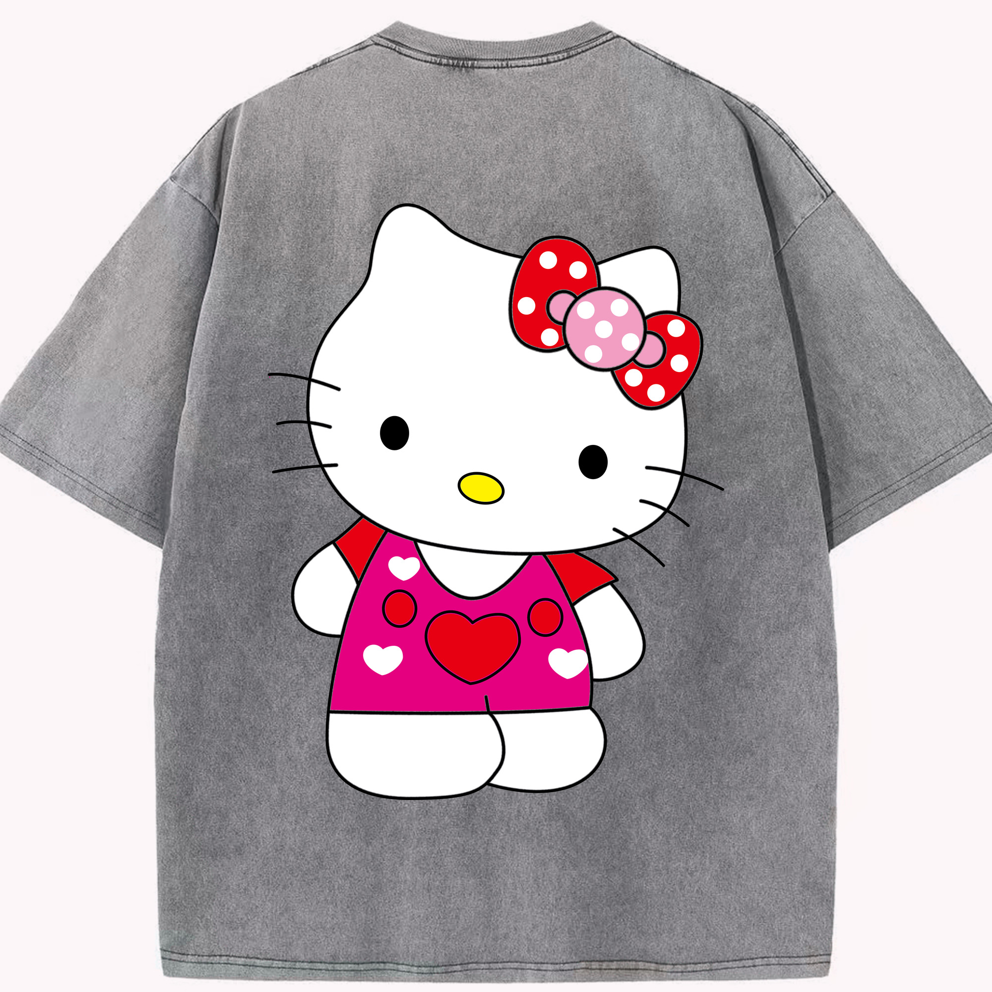 （画像用） Hello Kitty ハローキティ 綿100% ヴィンテージ風 半袖Tシャツ（背面プリント）