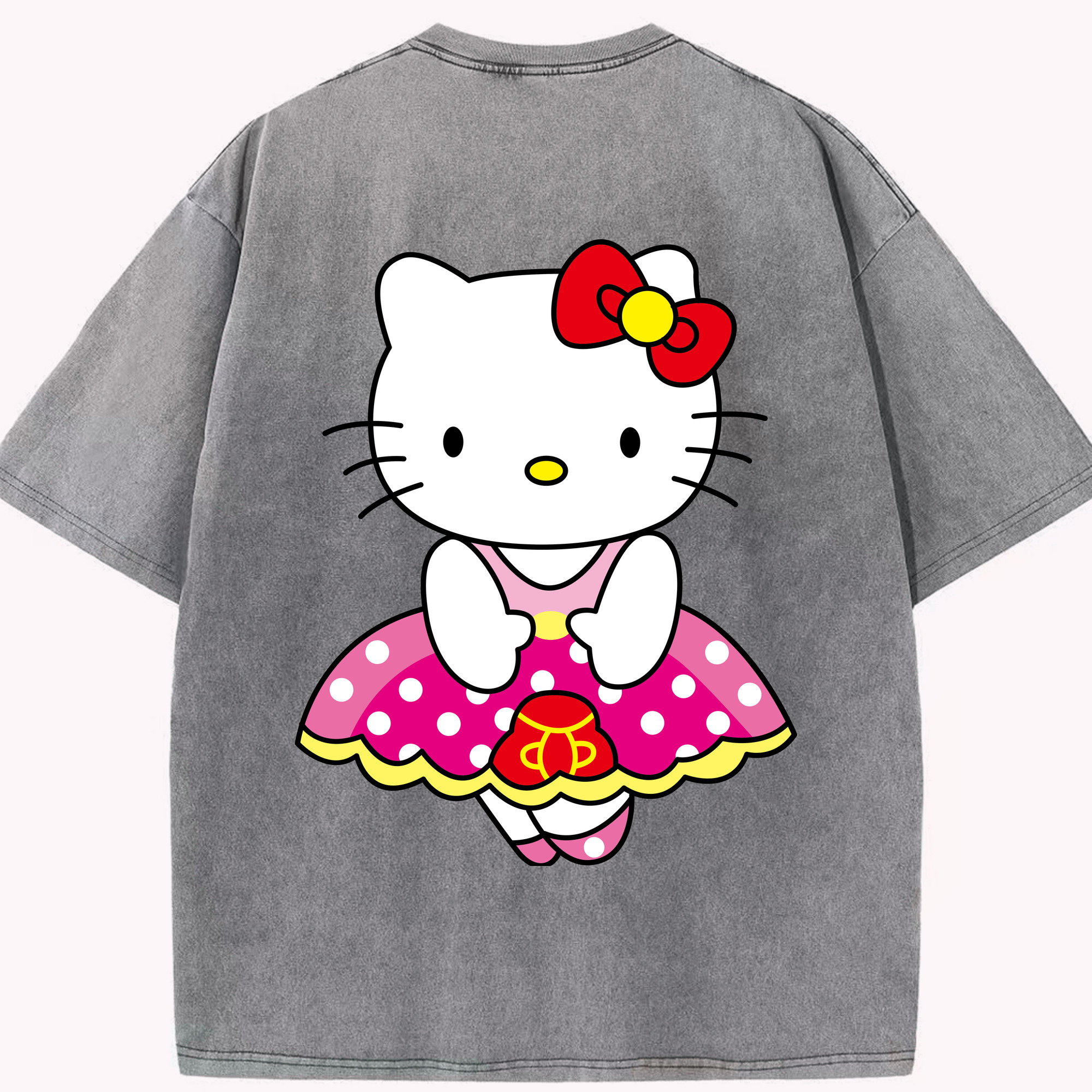 （画像用） Hello Kitty ハローキティ 綿100% ヴィンテージ風 半袖Tシャツ（背面プリント）