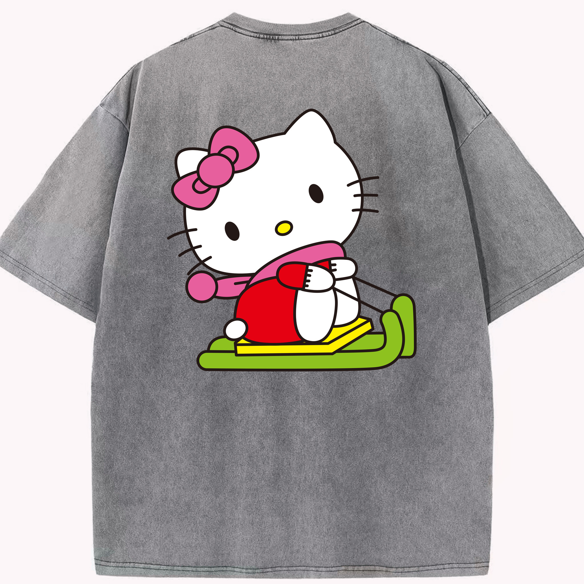 （画像用） Hello Kitty ハローキティ 綿100% ヴィンテージ風 半袖Tシャツ（背面プリント）