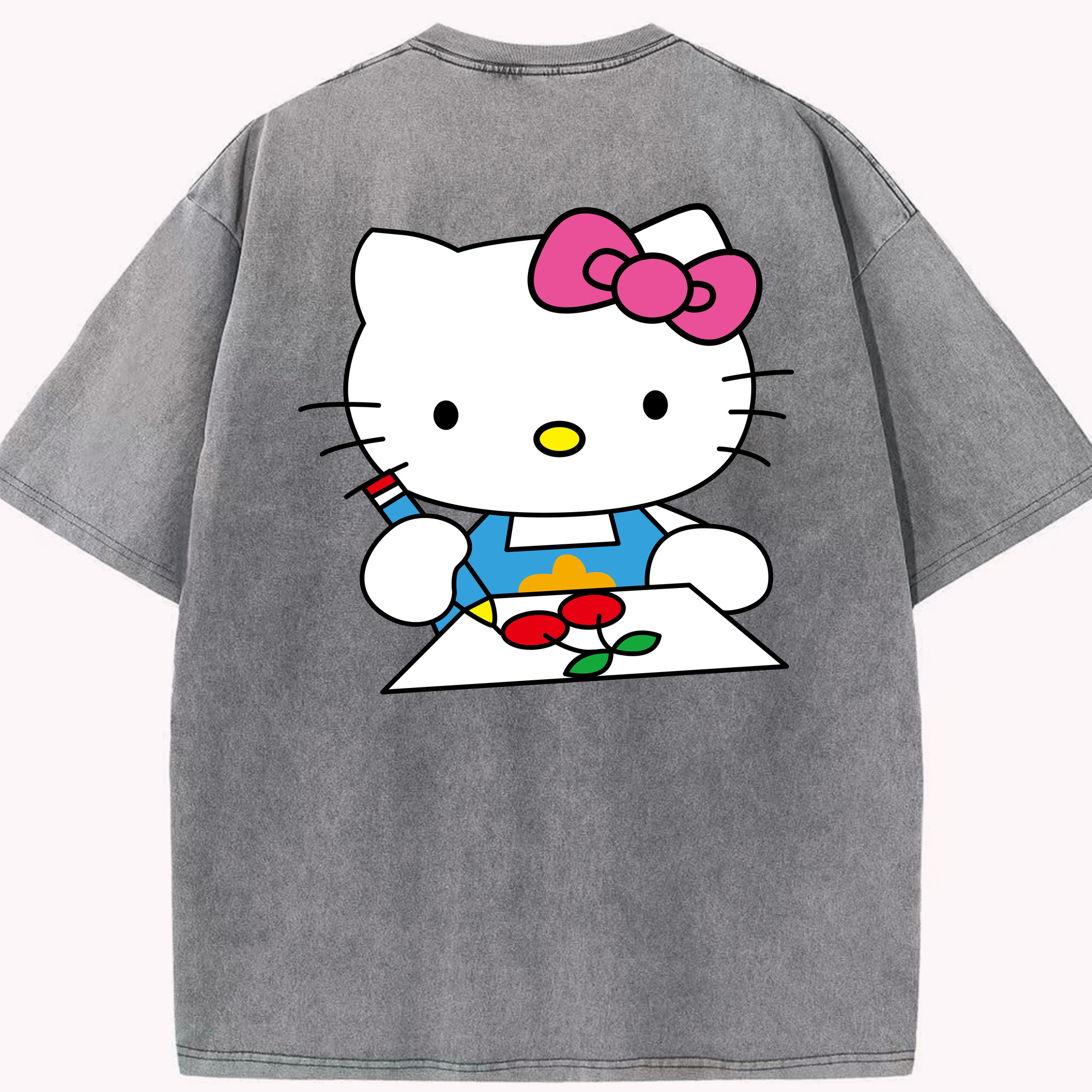 （画像用） Hello Kitty ハローキティ 綿100% ヴィンテージ風 半袖Tシャツ（背面プリント）