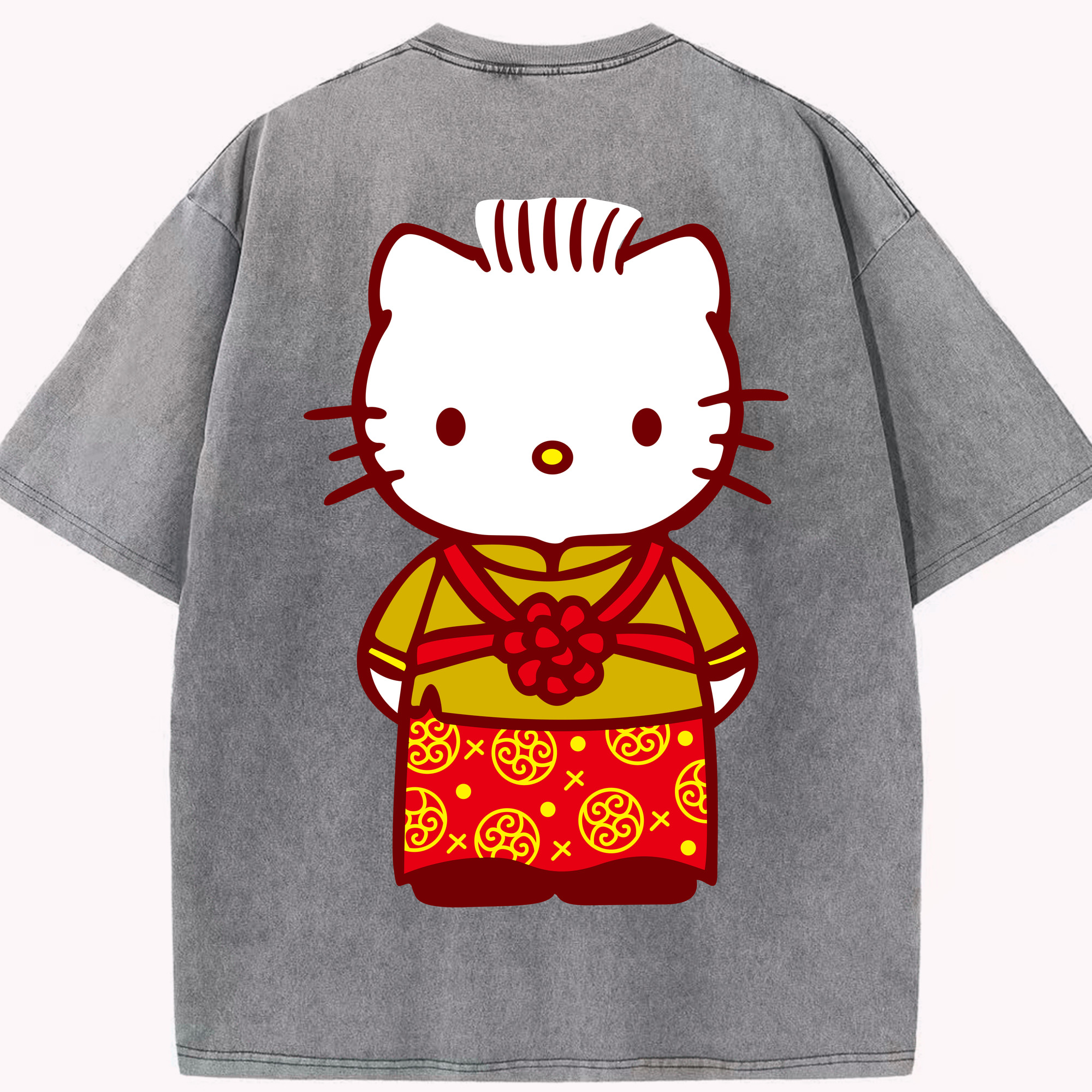 （画像用） Hello Kitty ハローキティ 綿100% ヴィンテージ風 半袖Tシャツ（背面プリント）