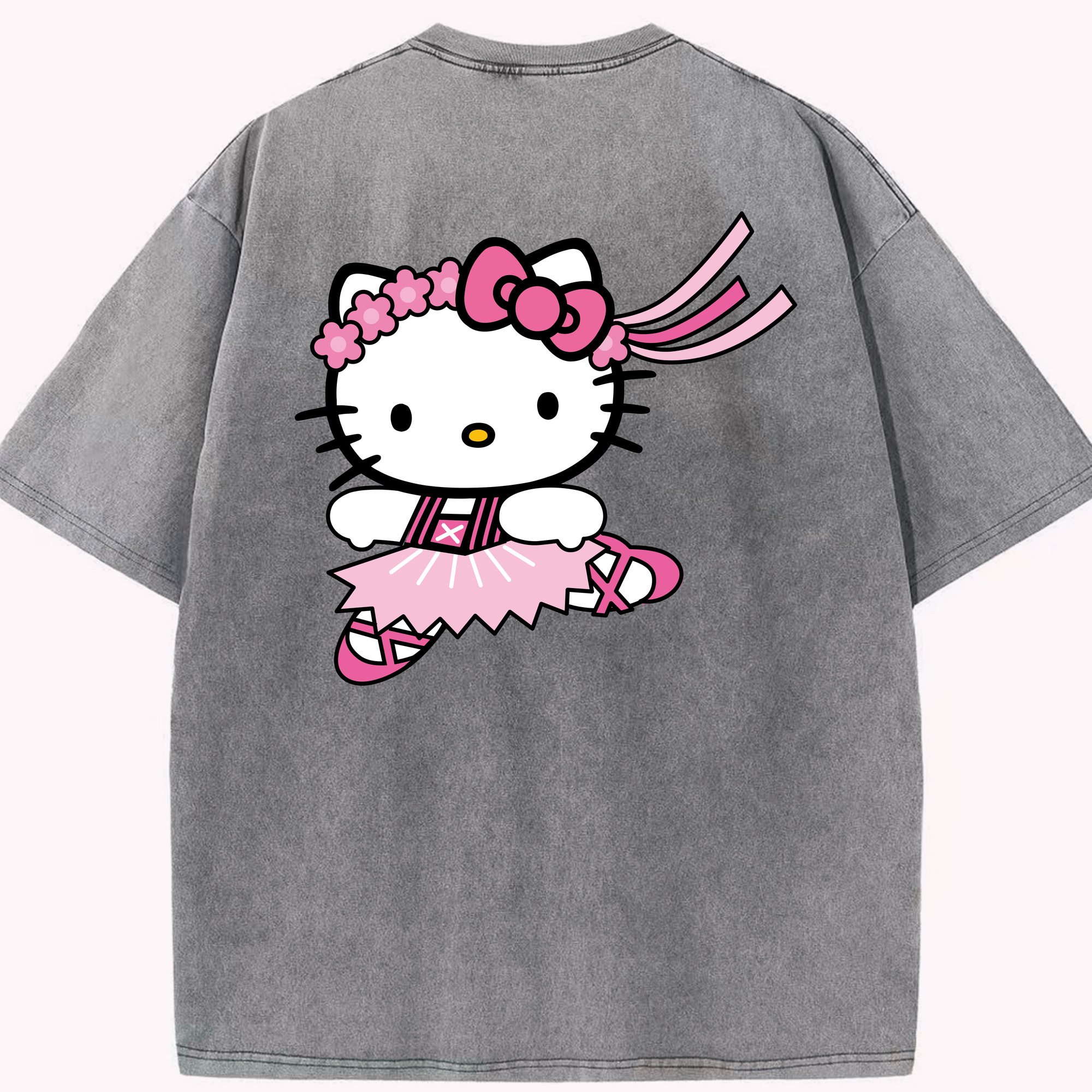（画像用） Hello Kitty ハローキティ 綿100% ヴィンテージ風 半袖Tシャツ（背面プリント）