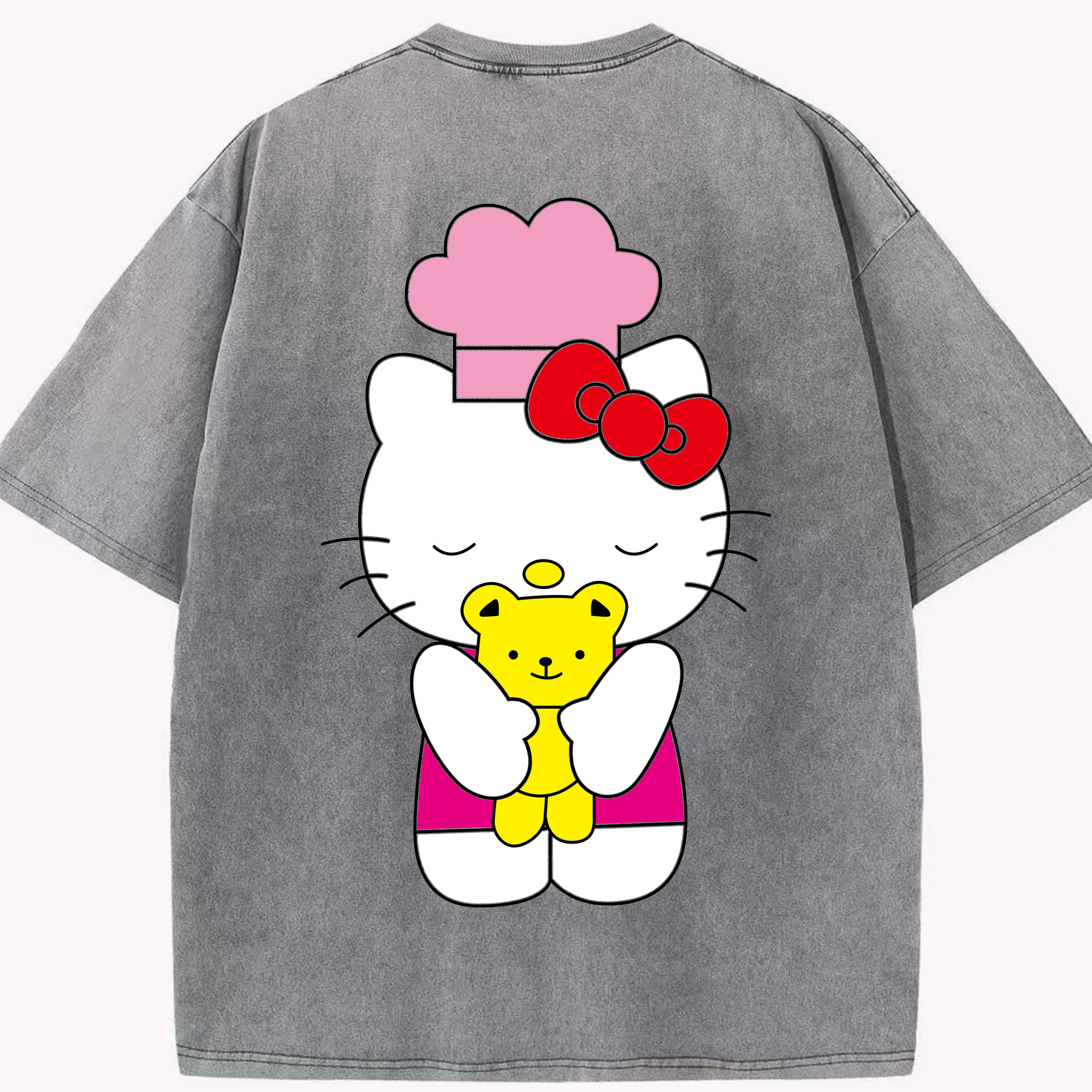 （画像用） Hello Kitty ハローキティ 綿100% ヴィンテージ風 半袖Tシャツ（背面プリント）