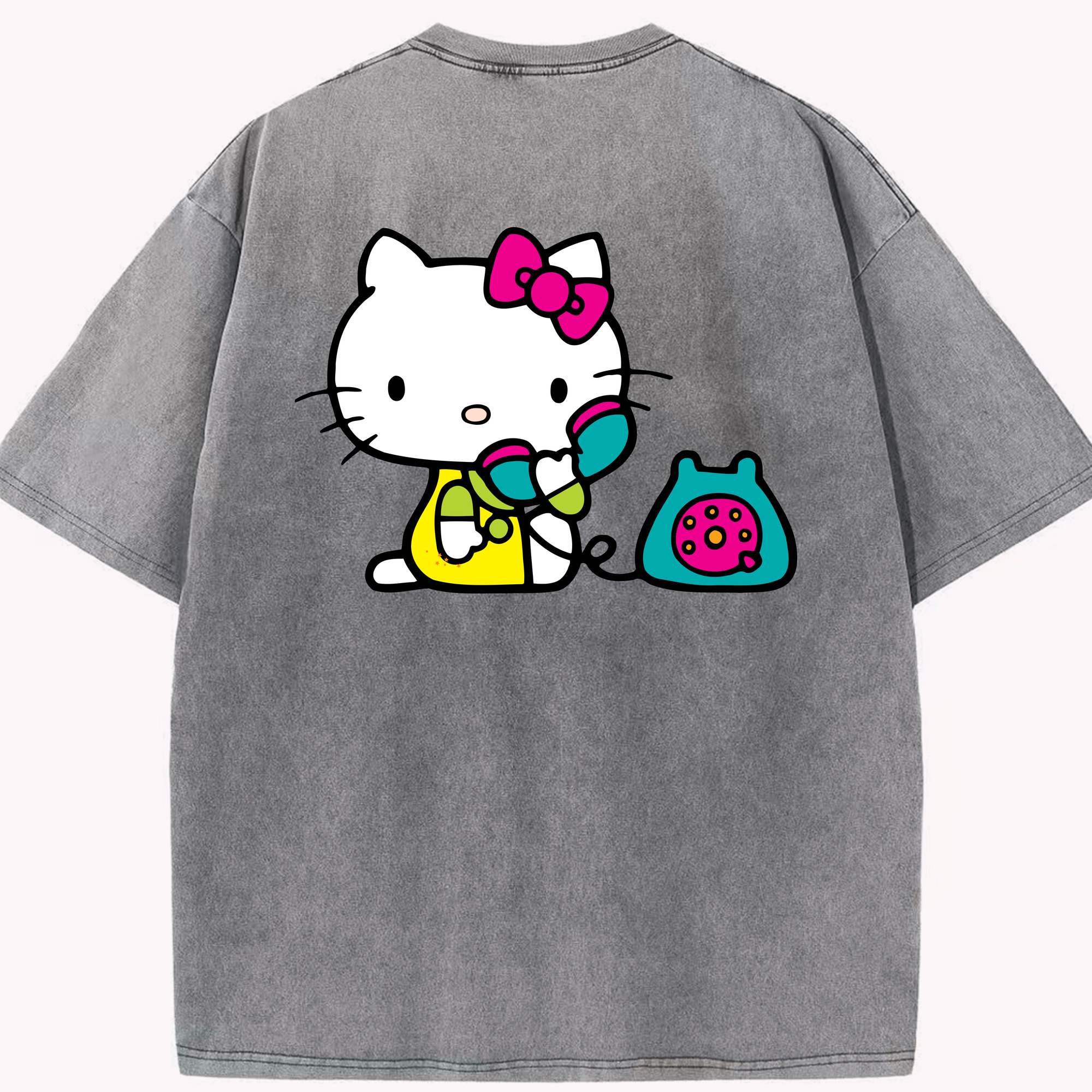 （画像用） Hello Kitty ハローキティ 綿100% ヴィンテージ風 半袖Tシャツ（背面プリント）