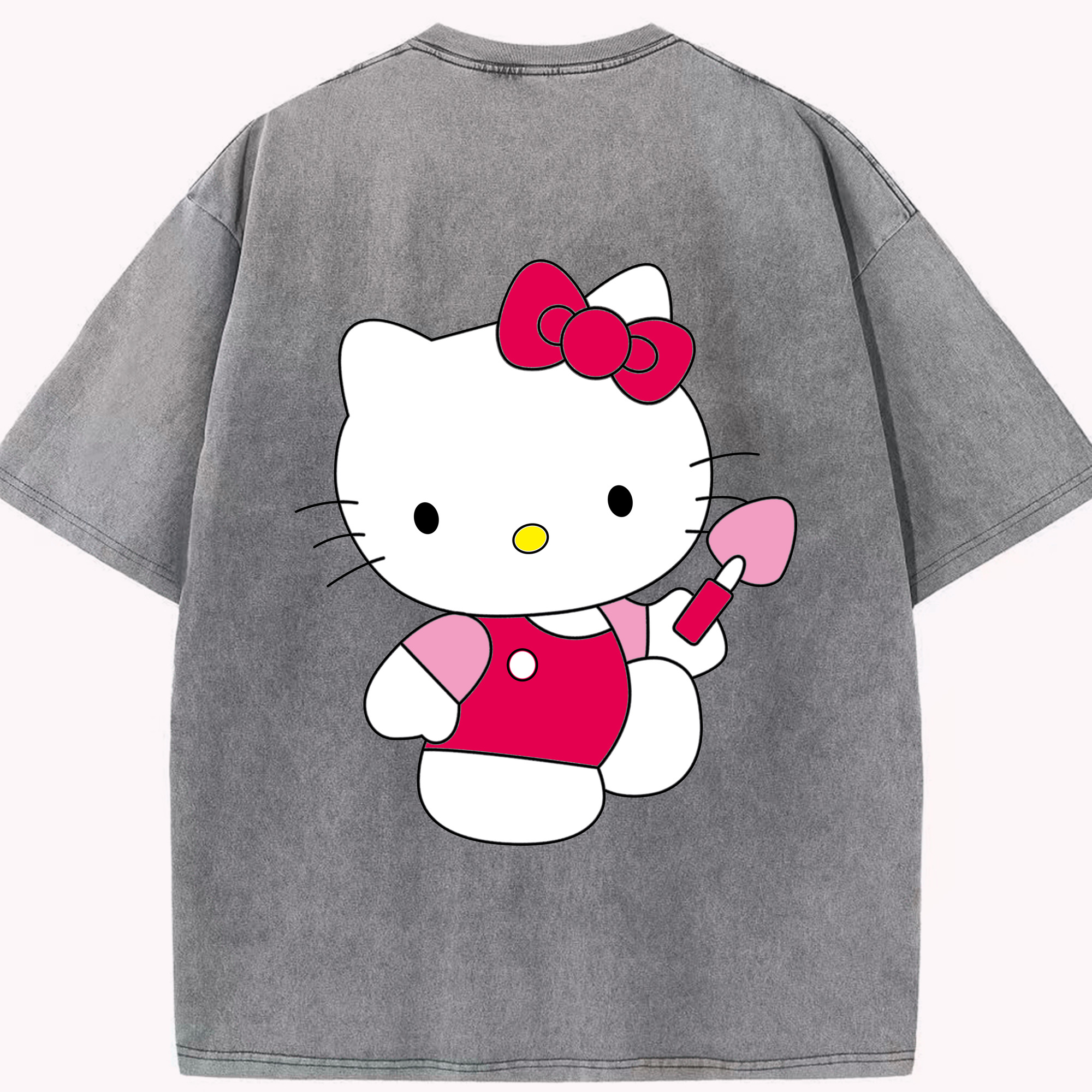 （画像用） Hello Kitty ハローキティ 綿100% ヴィンテージ風 半袖Tシャツ（背面プリント）
