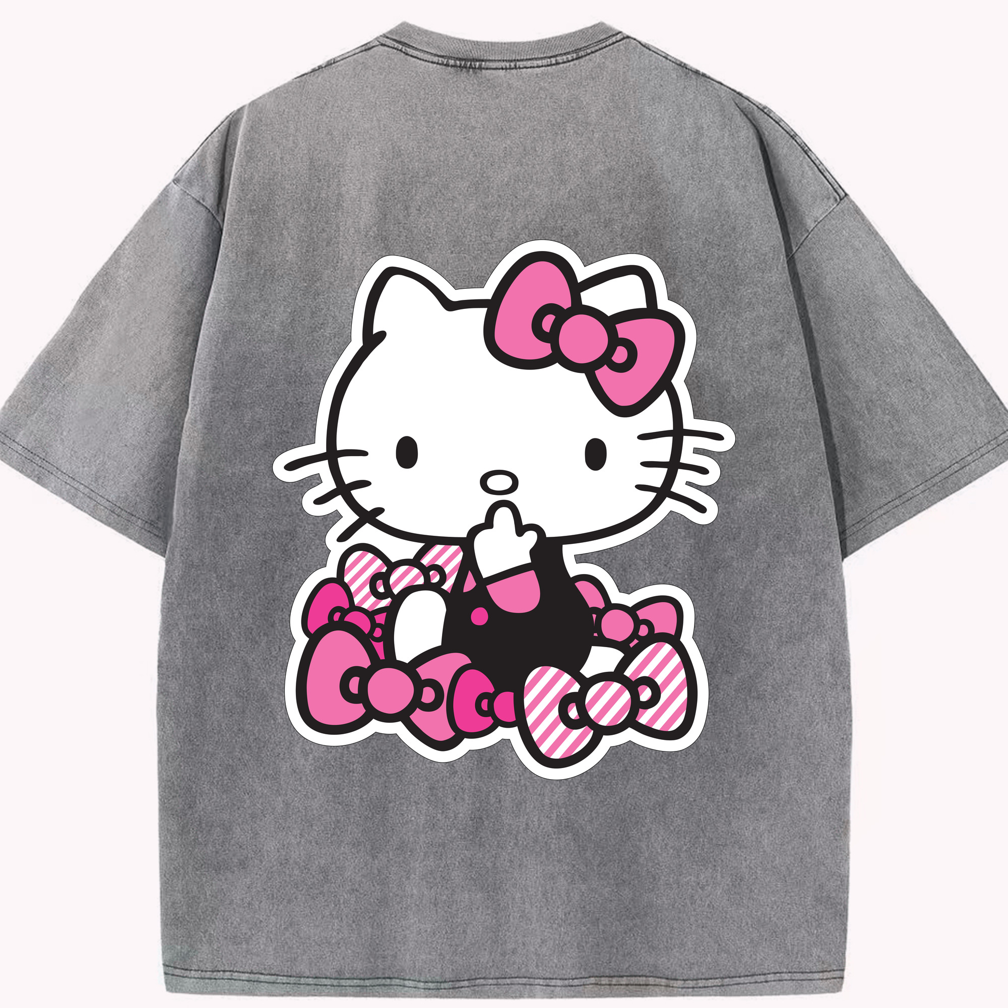 （画像用） Hello Kitty ハローキティ 綿100% ヴィンテージ風 半袖Tシャツ（背面プリント）