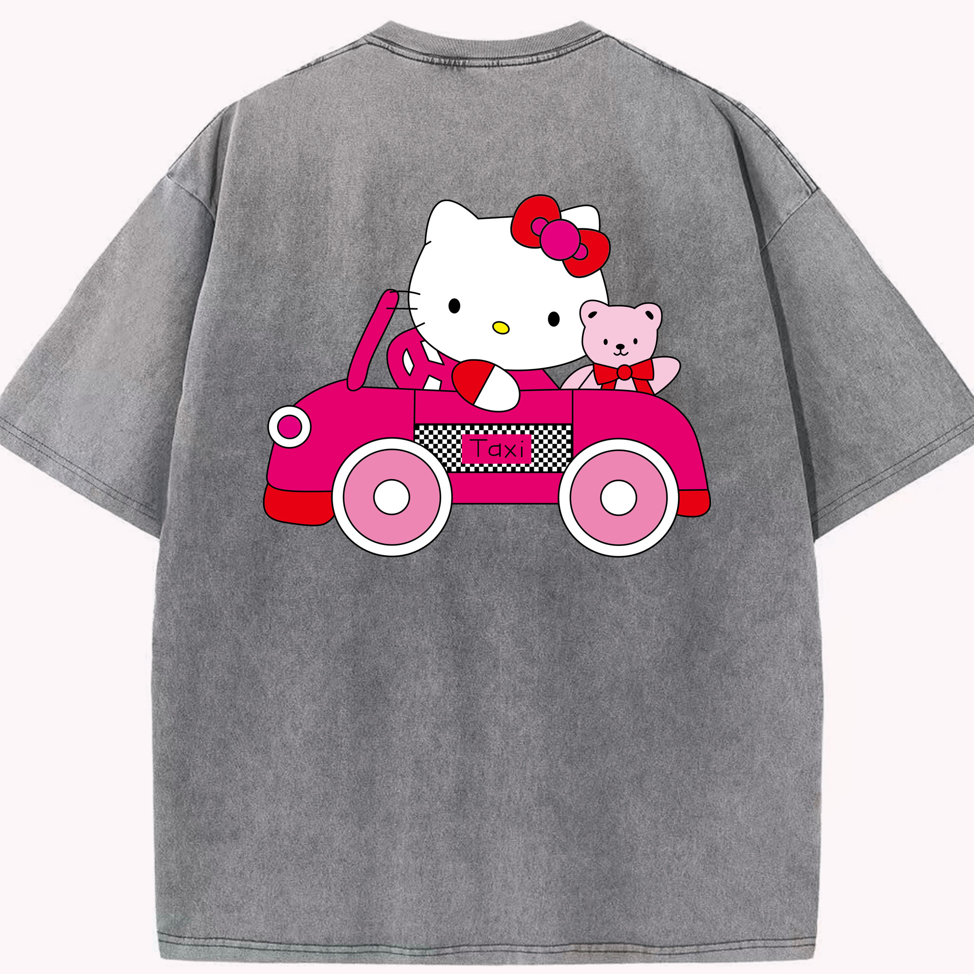 （画像用） Hello Kitty ハローキティ 綿100% ヴィンテージ風 半袖Tシャツ（背面プリント）