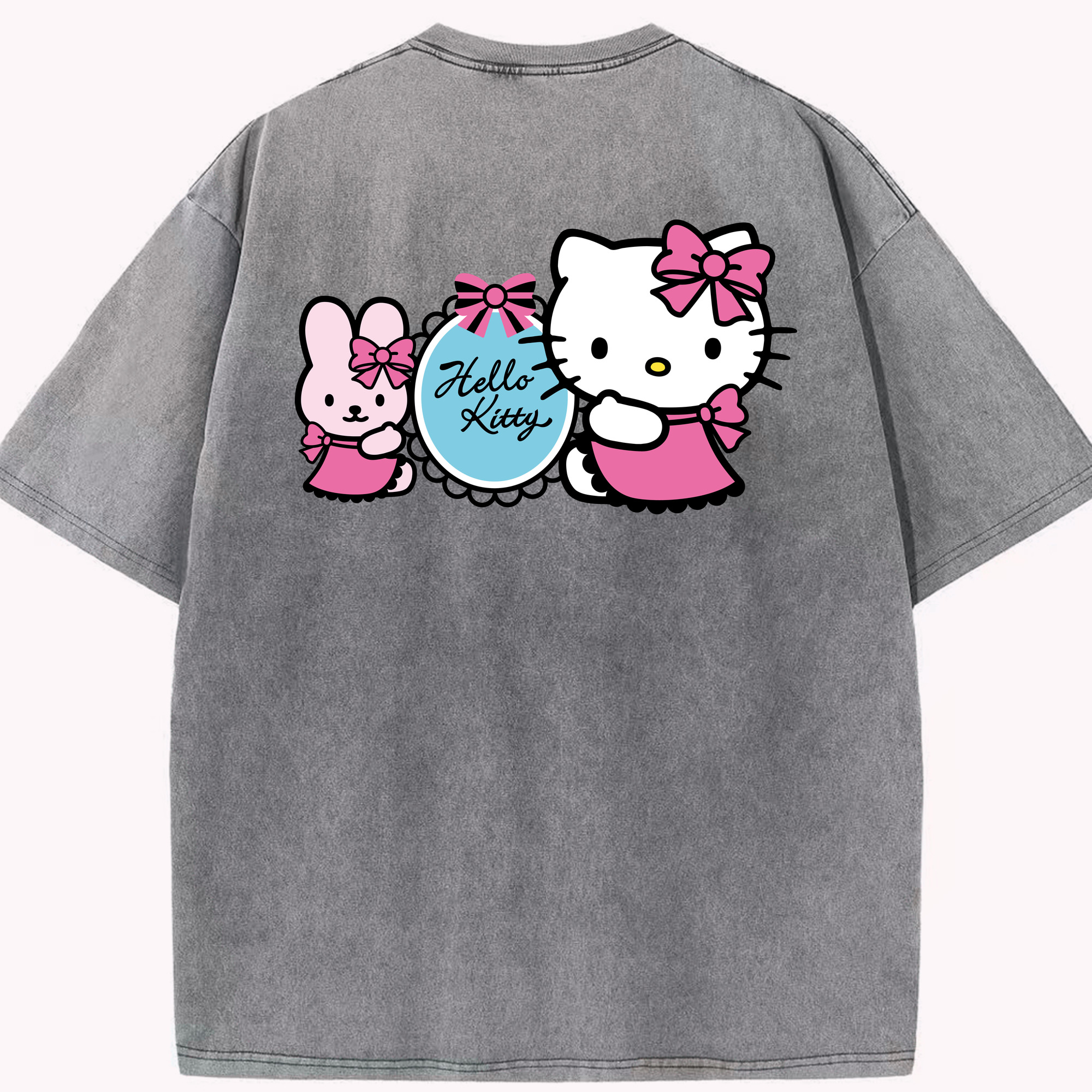（画像用） Hello Kitty ハローキティ 綿100% ヴィンテージ風 半袖Tシャツ（背面プリント）